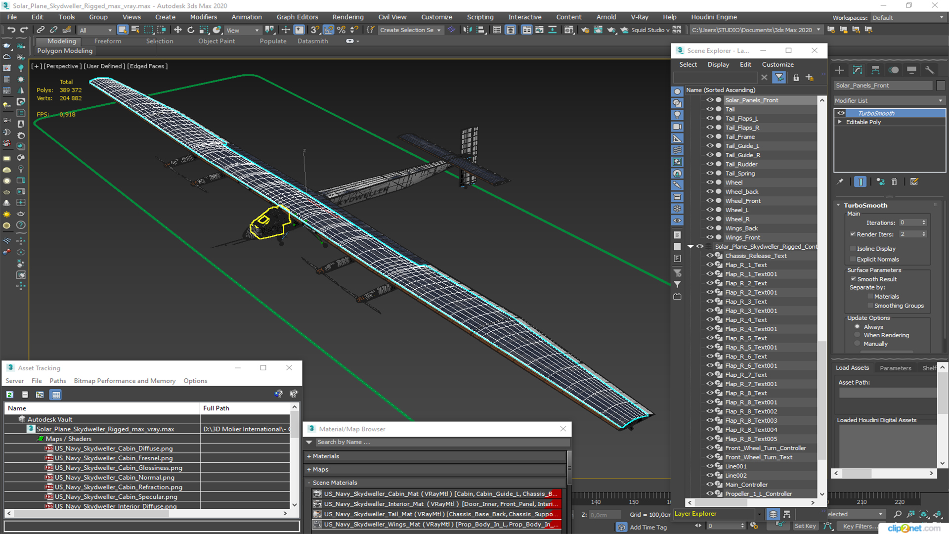 Solar Plane Skydweller Rigged 3D model