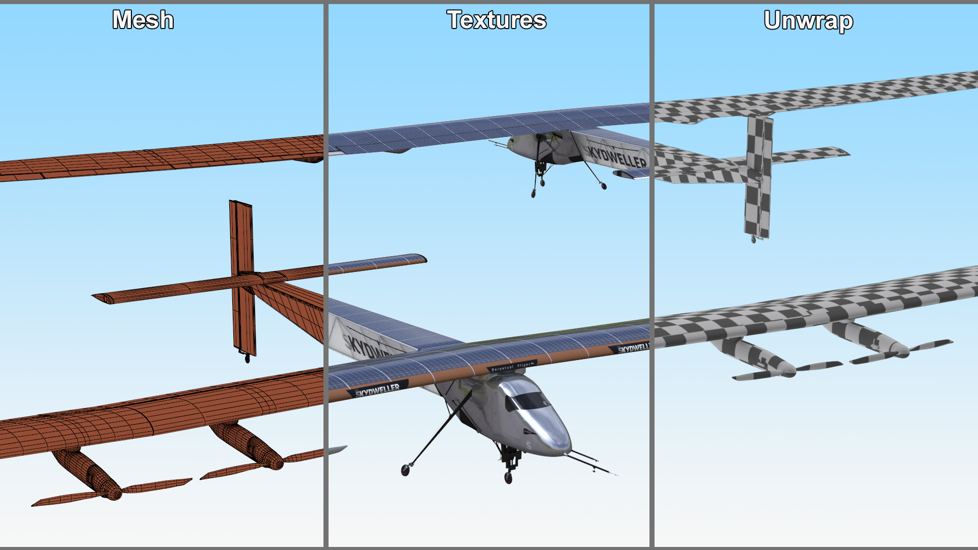 Solar Plane Skydweller Rigged 3D model