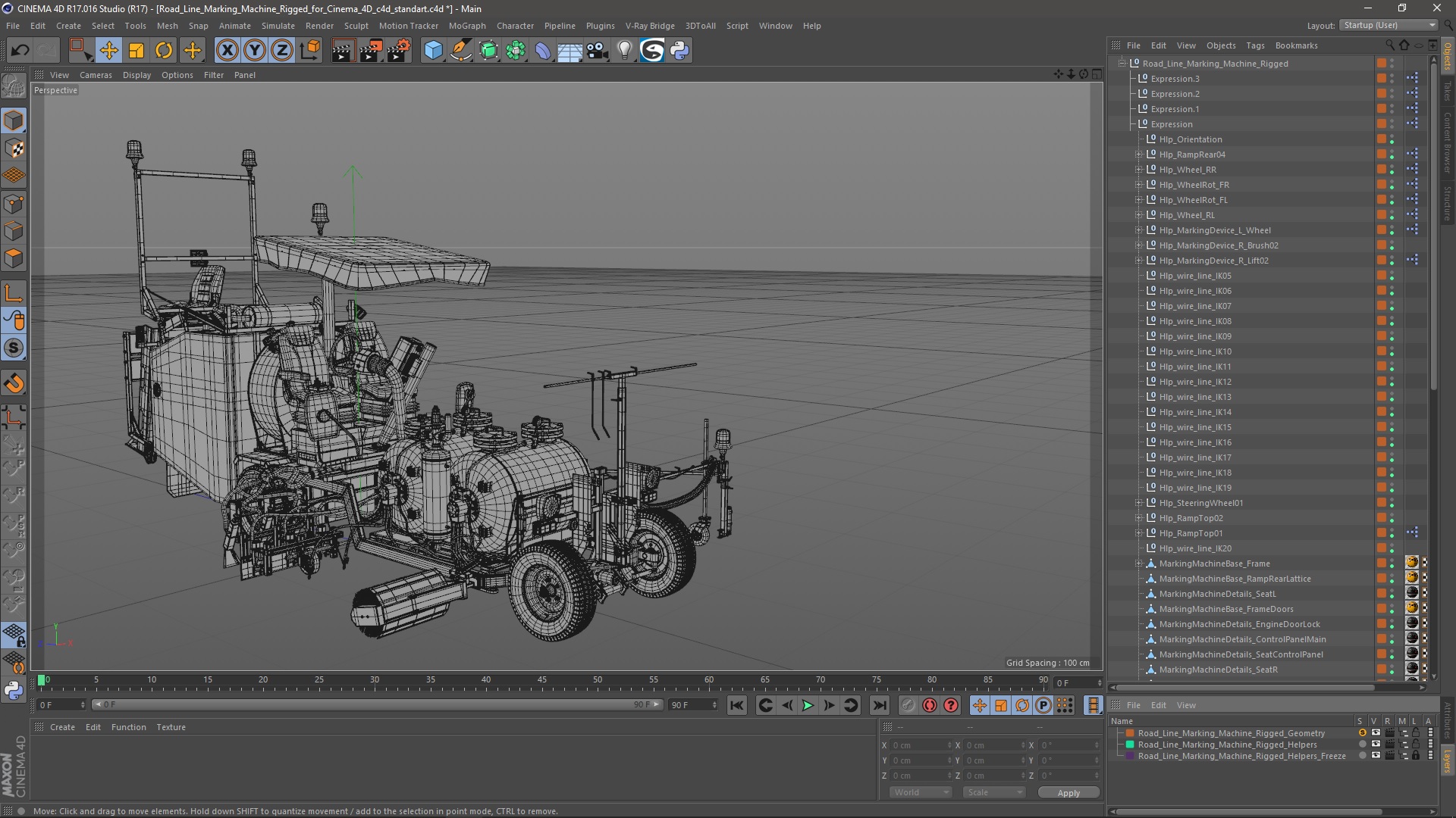 3D Road Line Marking Machine Rigged for Cinema 4D