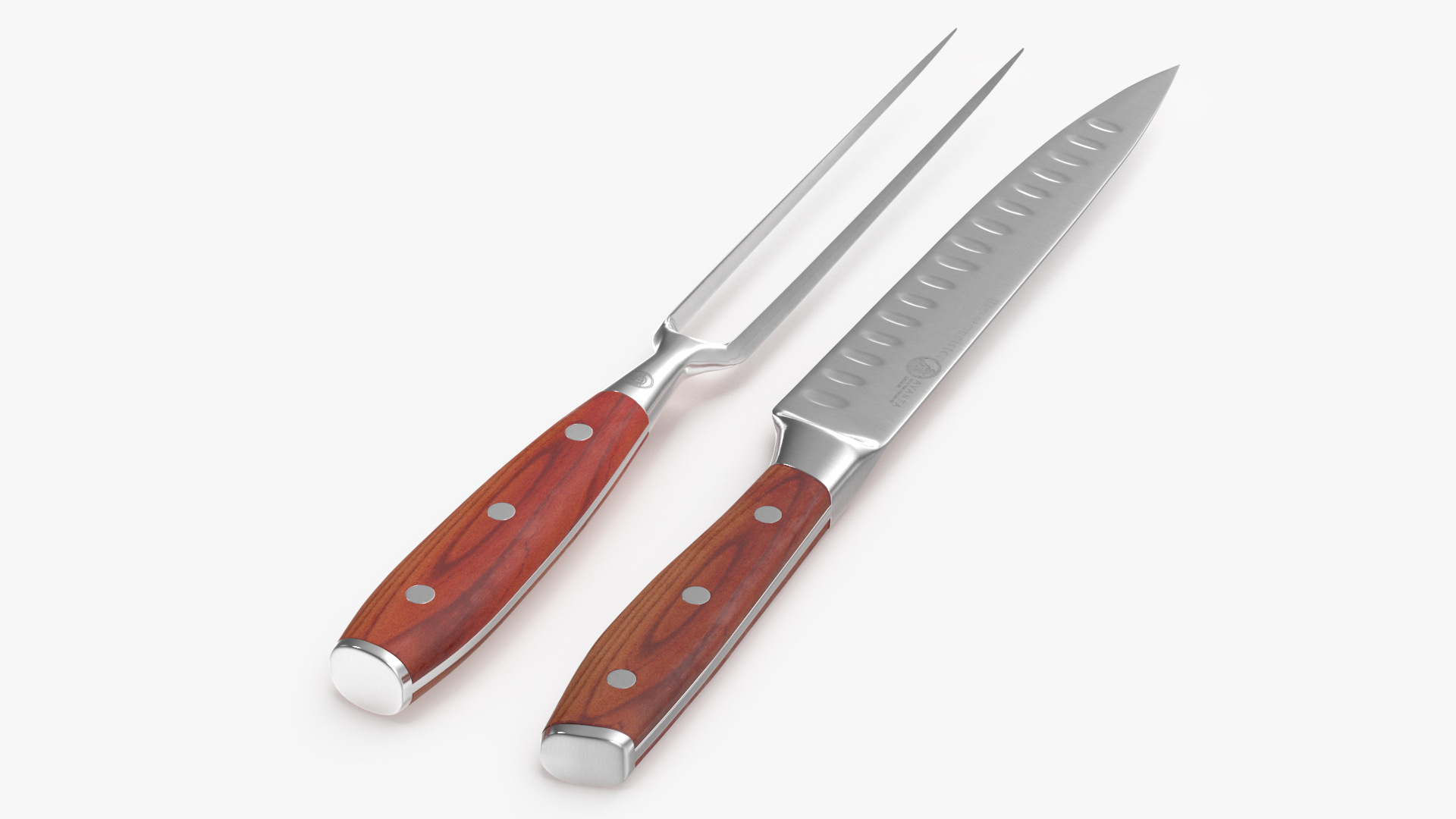 3D Carving Knife and Fork Set with Dark Handle model