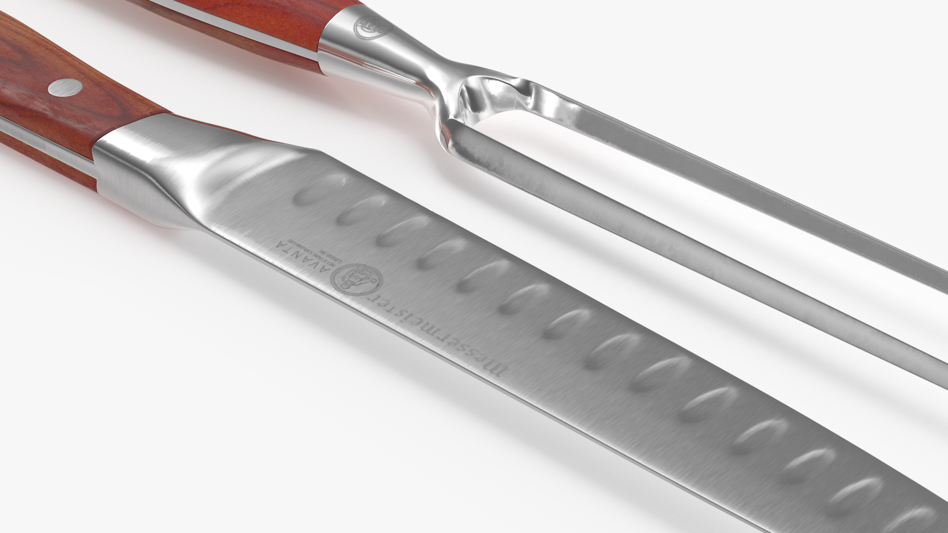 3D Carving Knife and Fork Set with Dark Handle model
