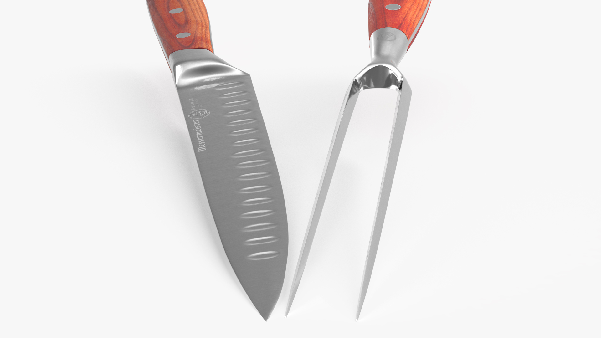 3D Carving Knife and Fork Set with Dark Handle model