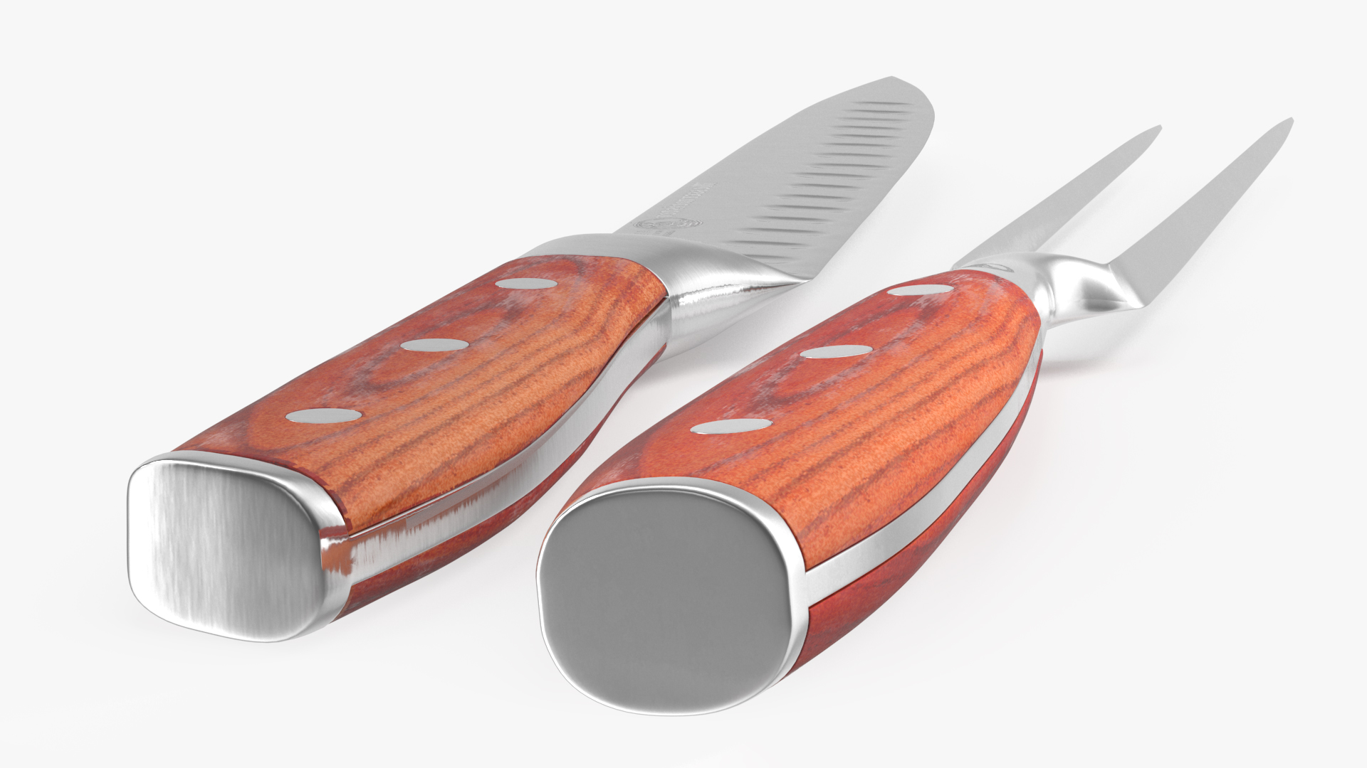 3D Carving Knife and Fork Set with Dark Handle model