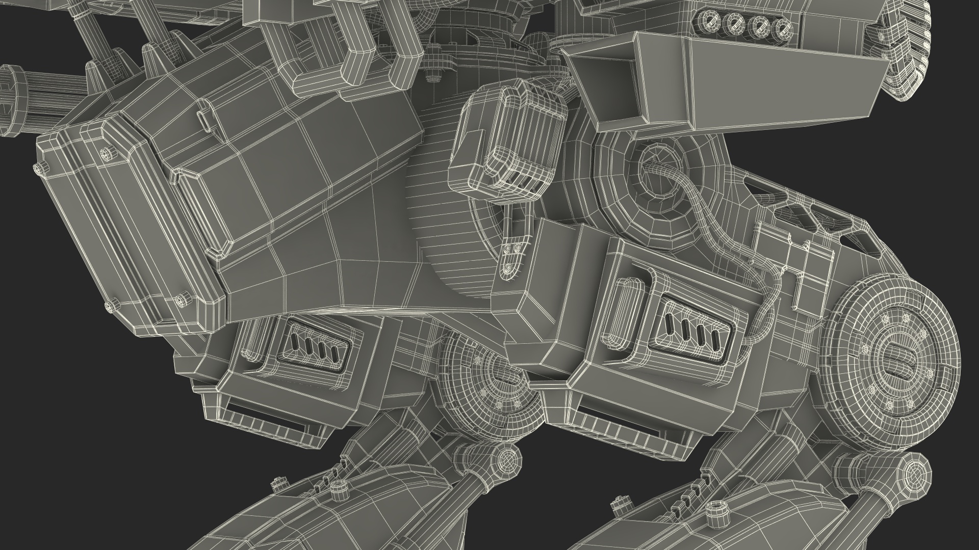 Futuristic Military Robot Empty Dark Green 3D