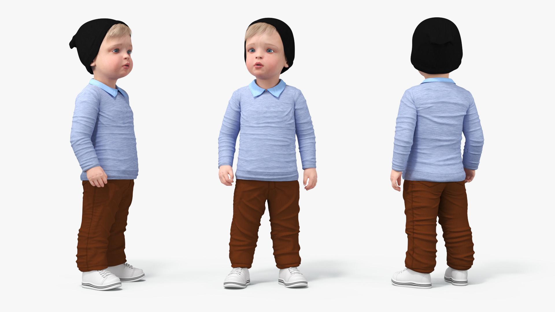 3D model Child in Fall Clothes Standing Pose