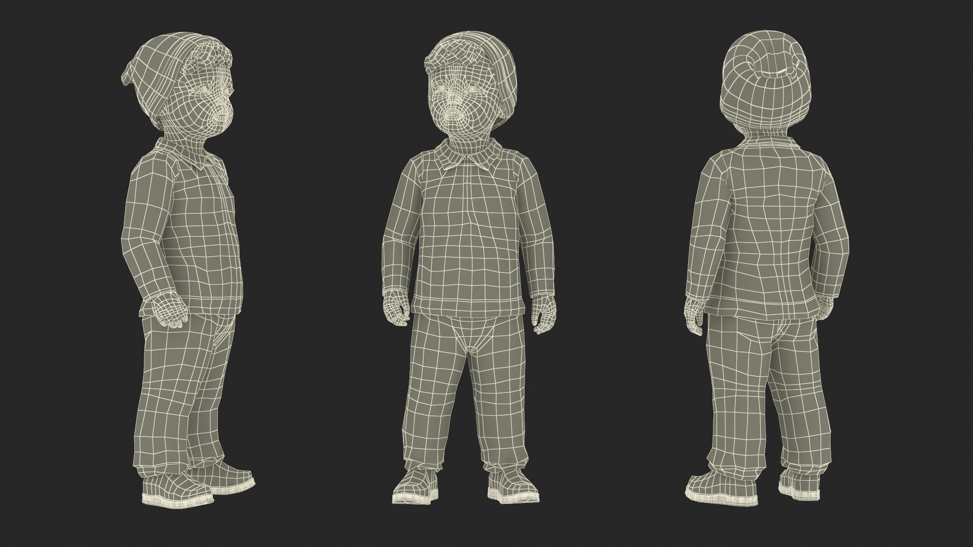 3D model Child in Fall Clothes Standing Pose