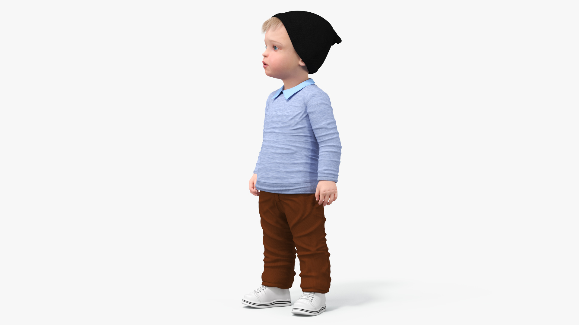 3D model Child in Fall Clothes Standing Pose