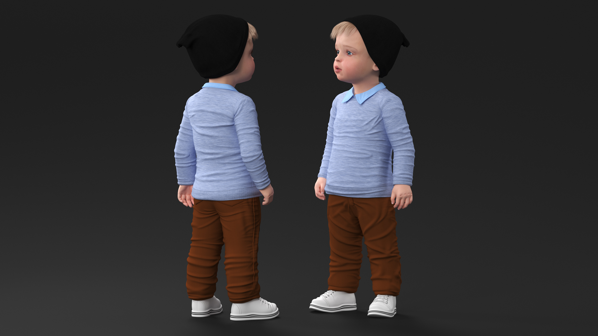 3D model Child in Fall Clothes Standing Pose