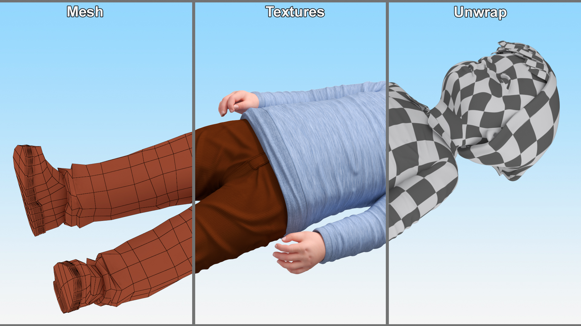 3D model Child in Fall Clothes Standing Pose