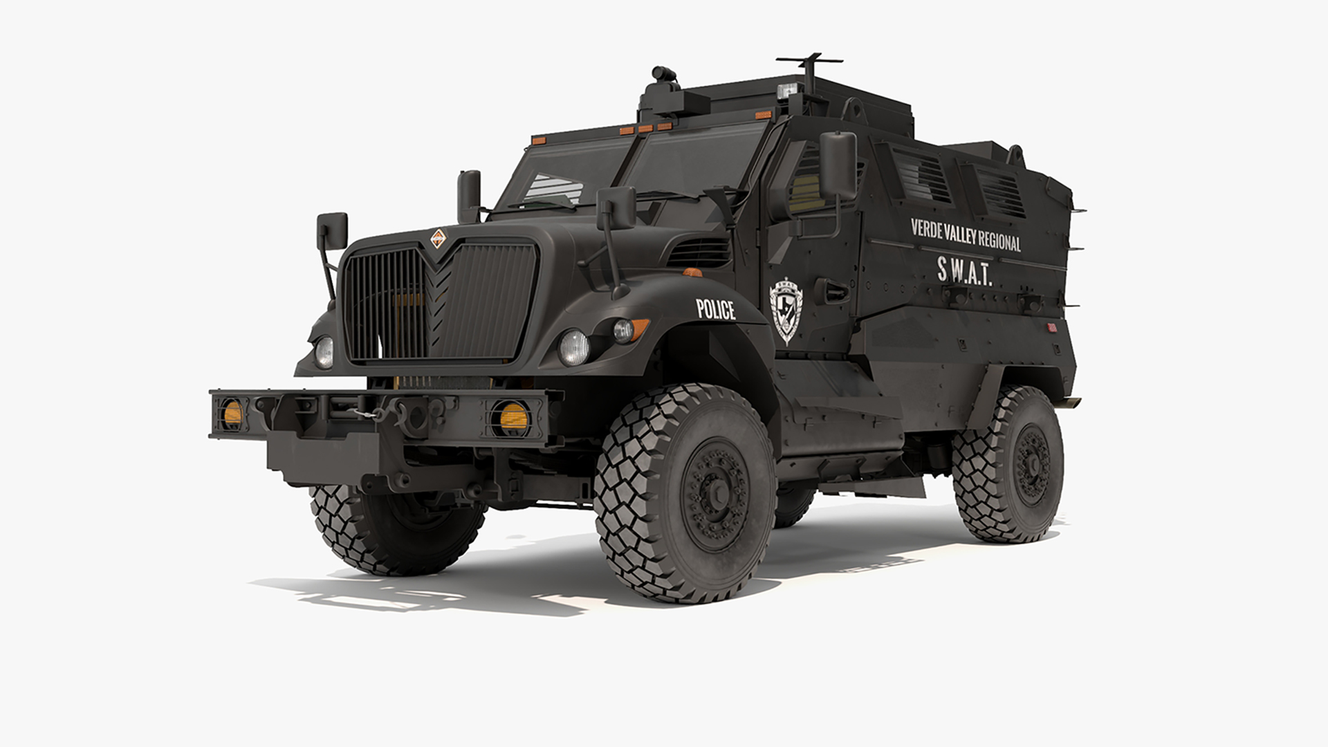 3D SWAT Vehicle International MaxxPro Black Rigged for Maya