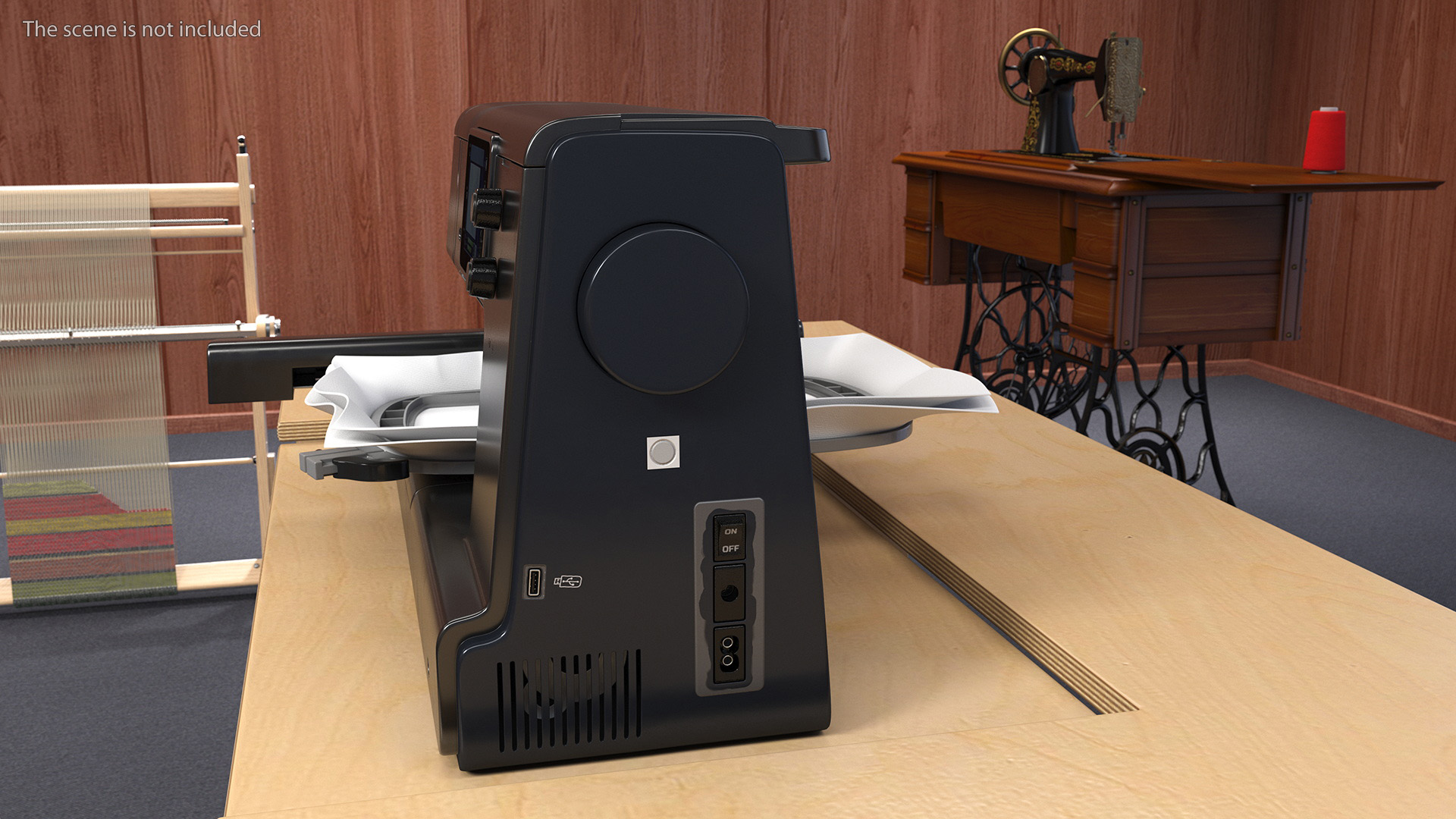 3D Sewing Black Printer Screen On Rigged for Maya