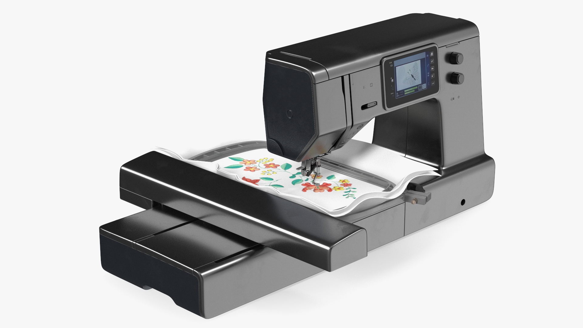 3D Sewing Black Printer Screen On Rigged for Maya