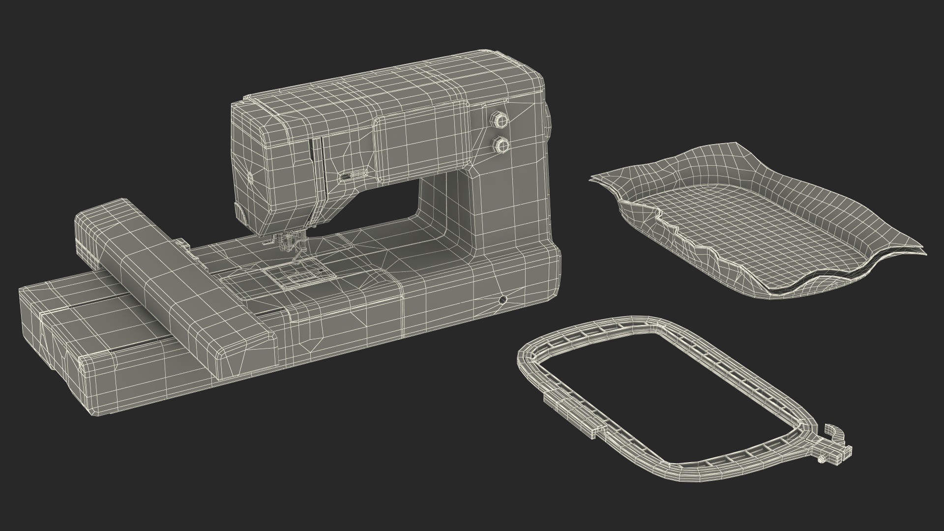 3D Sewing Black Printer Screen On Rigged for Maya