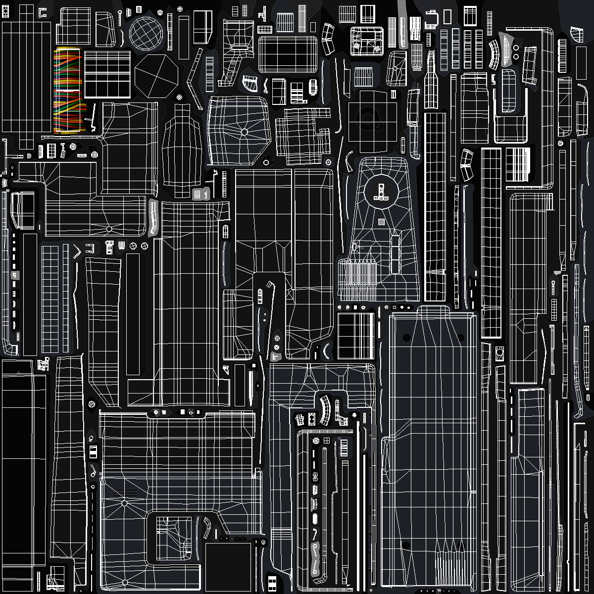 3D Sewing Black Printer Screen On Rigged for Maya