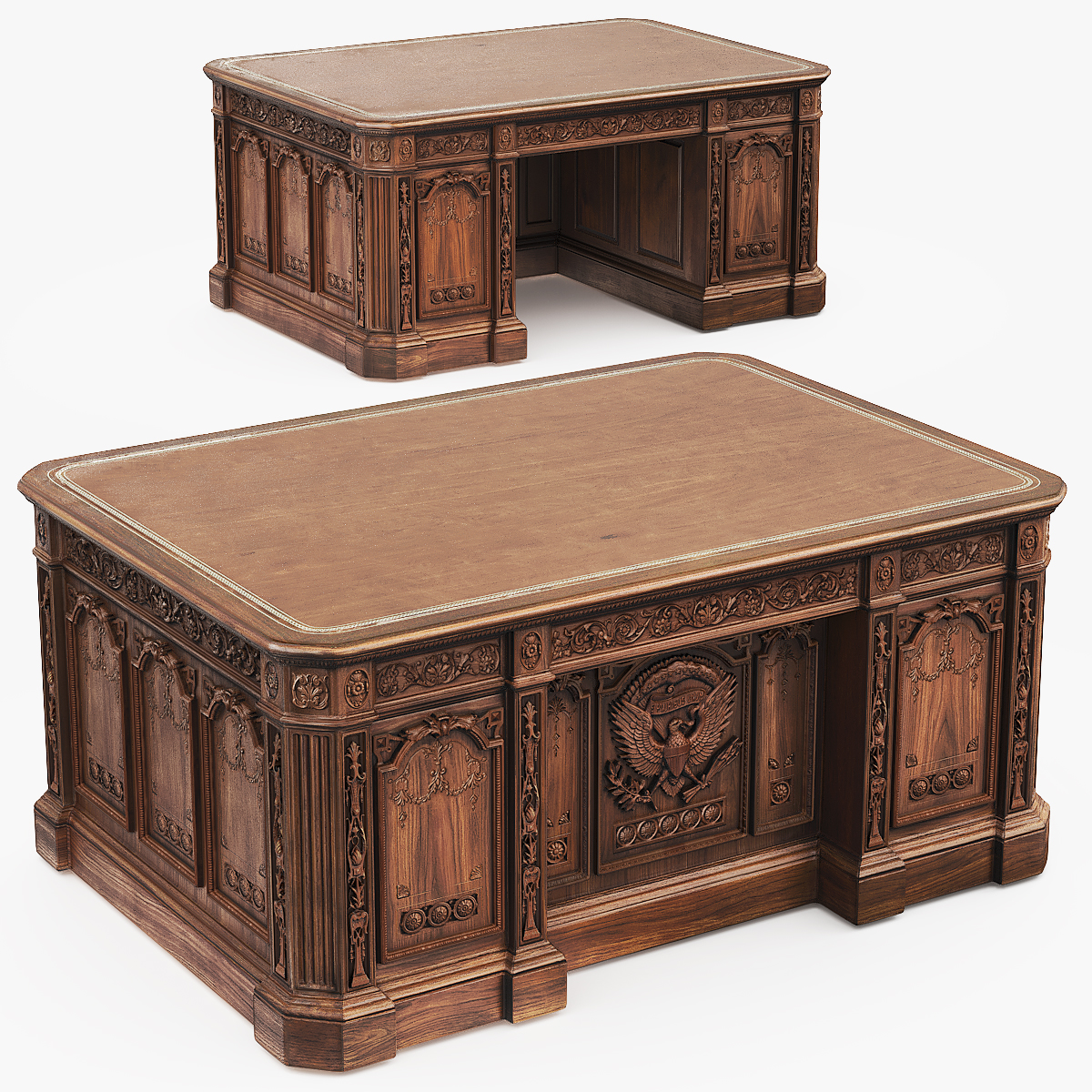 Oval Office Presidential Desk Brown 3D model preview