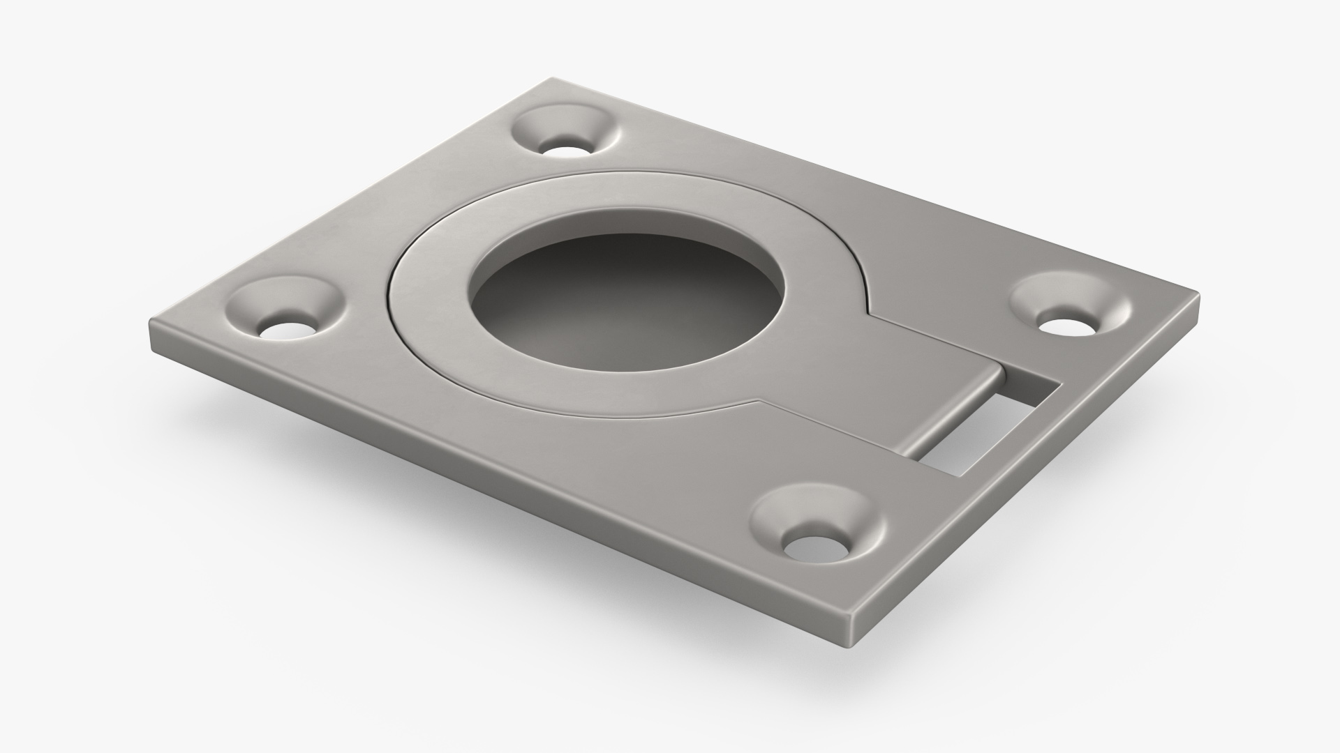 Kitchen Cabinet Handle Recessed Round Silver 3D model