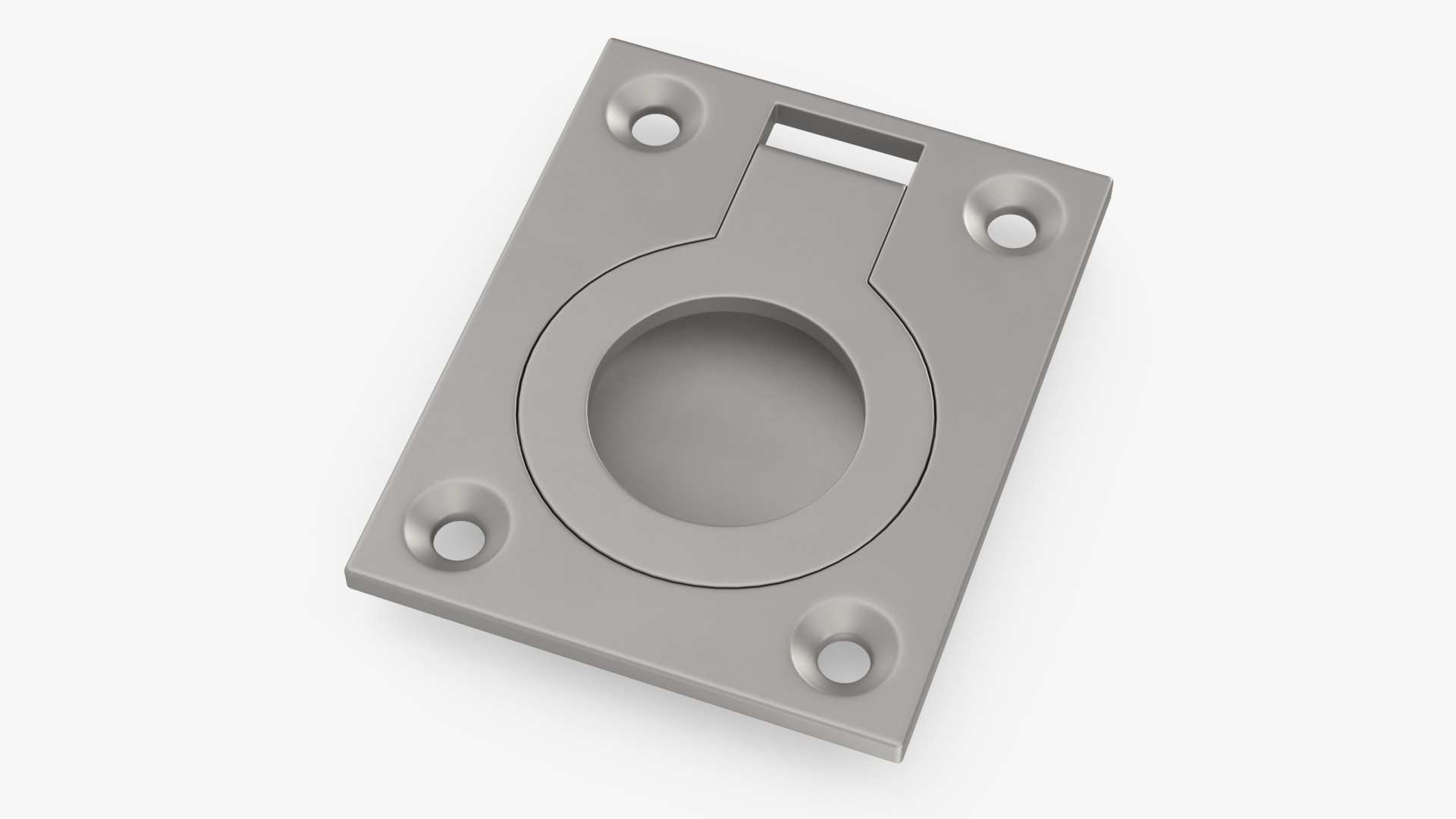 Kitchen Cabinet Handle Recessed Round Silver 3D model