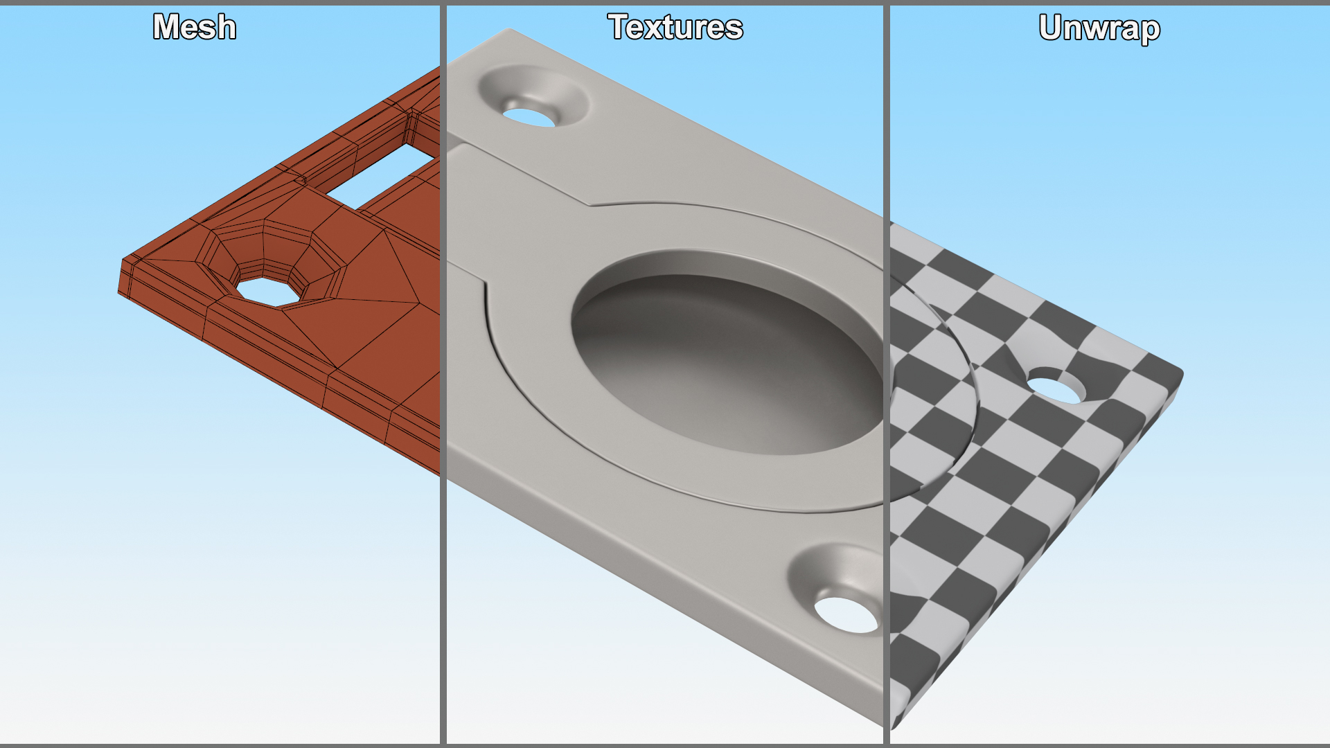 Kitchen Cabinet Handle Recessed Round Silver 3D model