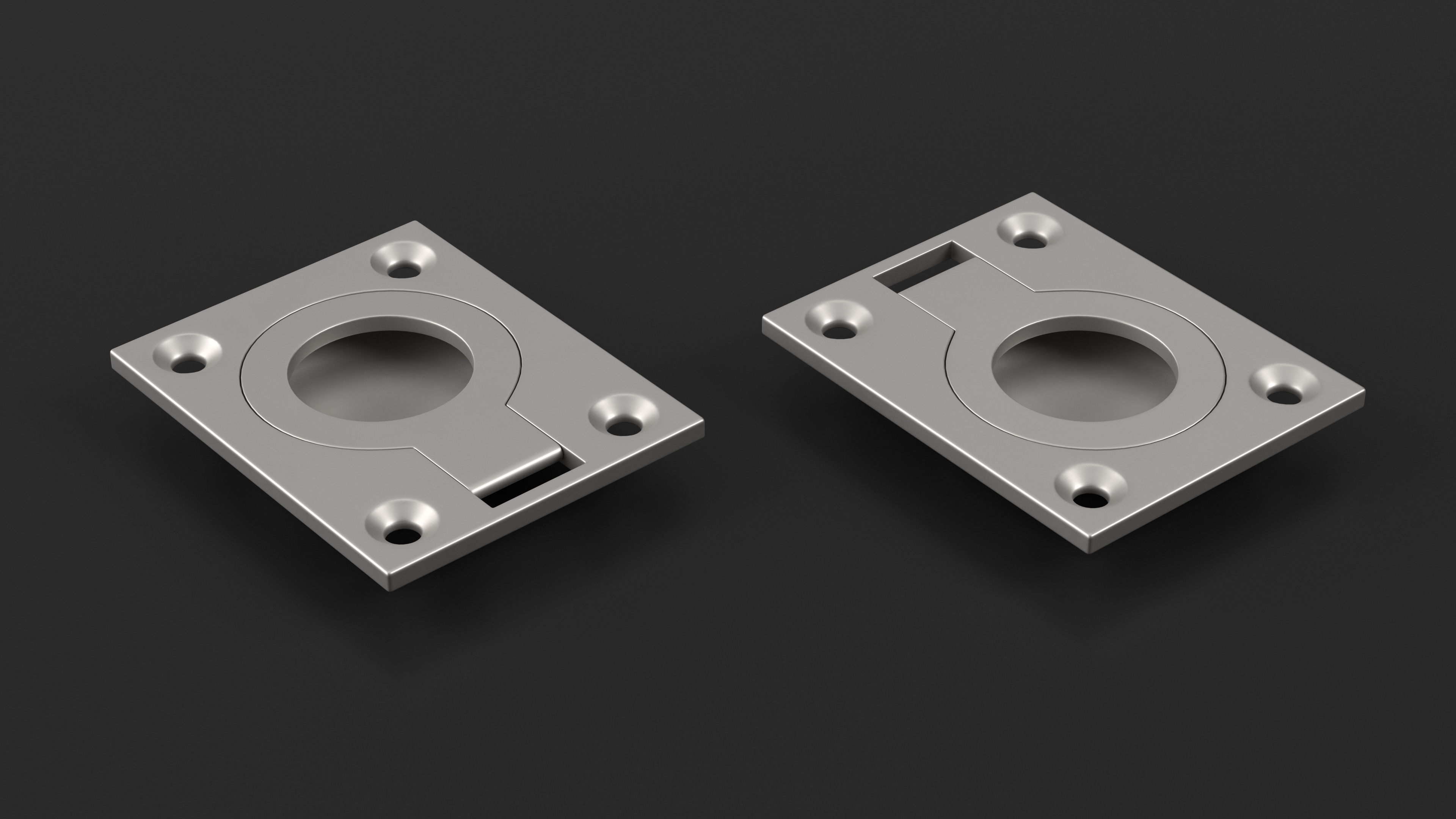 Kitchen Cabinet Handle Recessed Round Silver 3D model