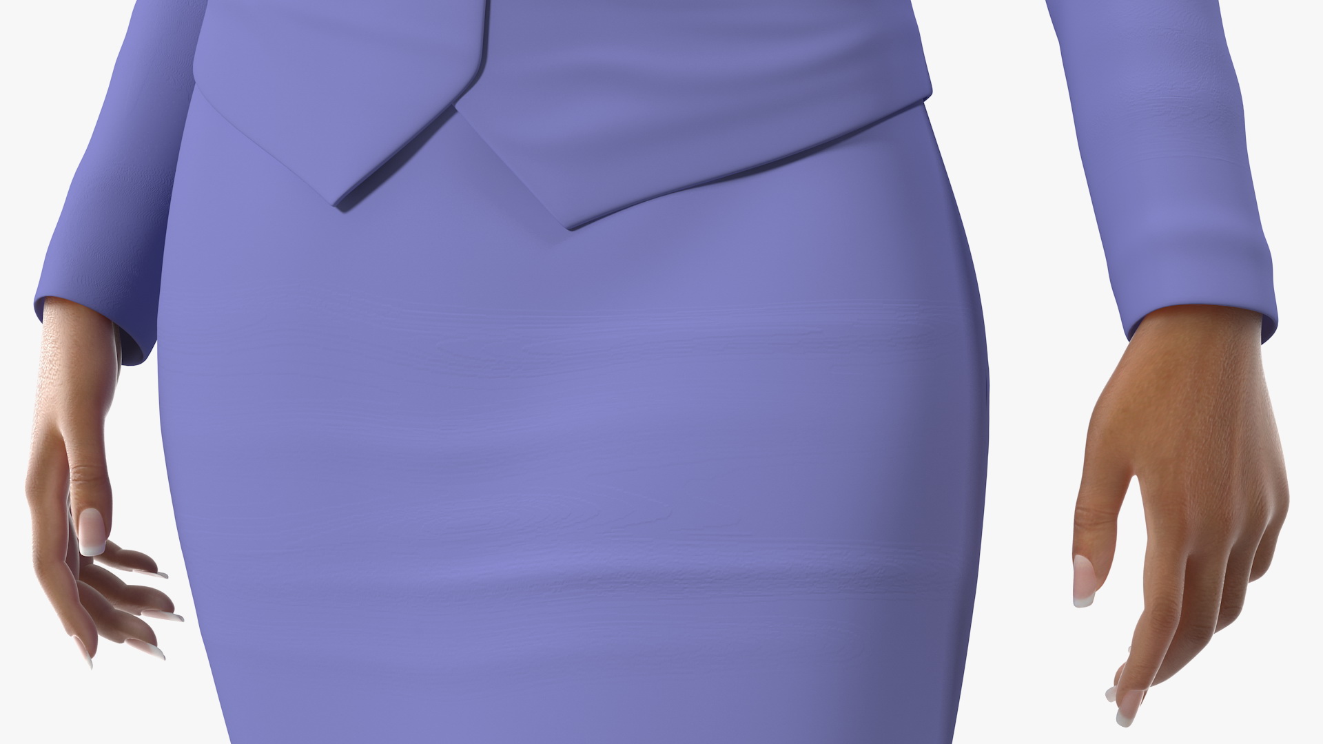 3D Light Skin Black Stewardess Standing Pose