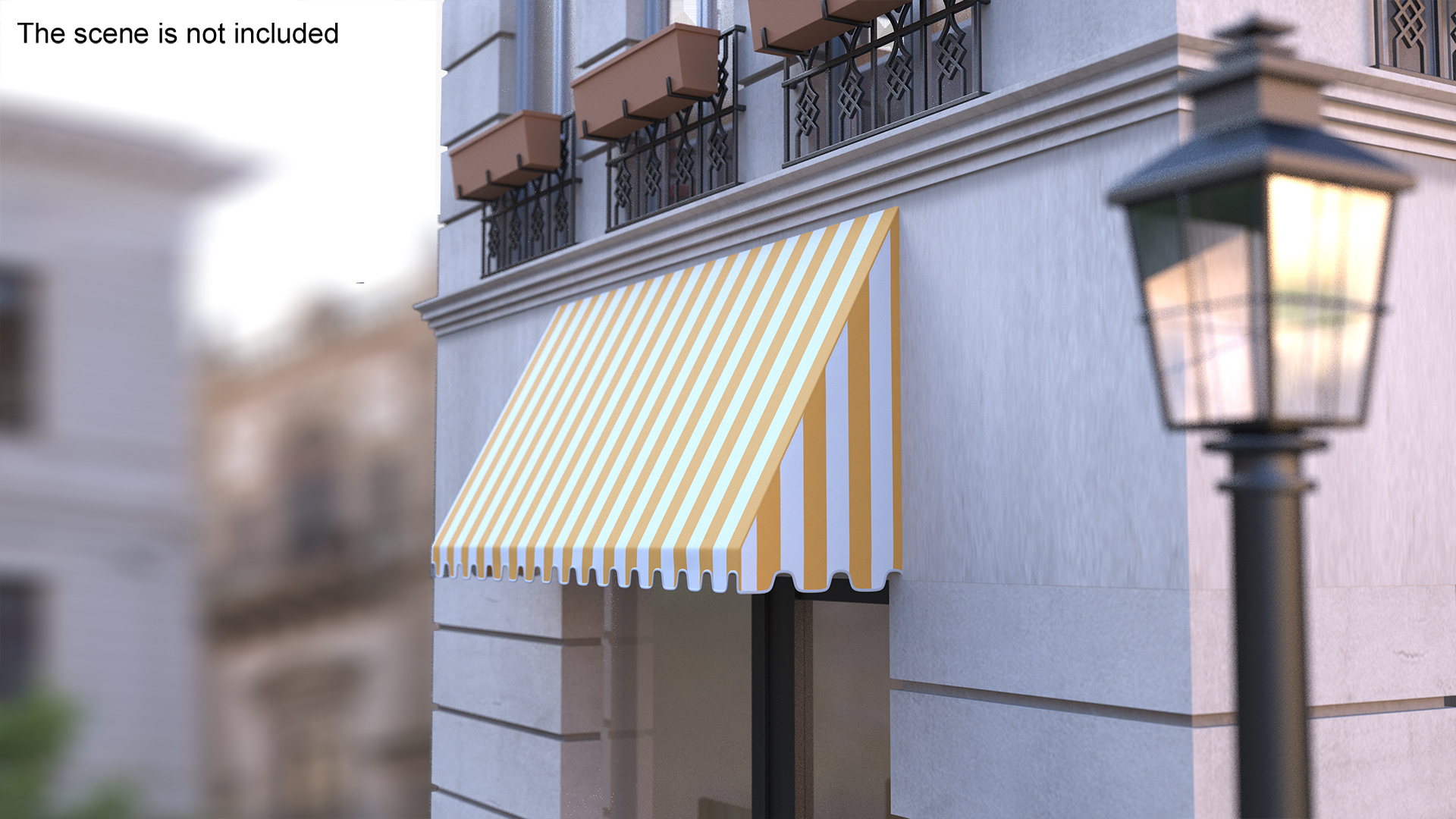 Storefront Awning Tent Striped Orange 3D