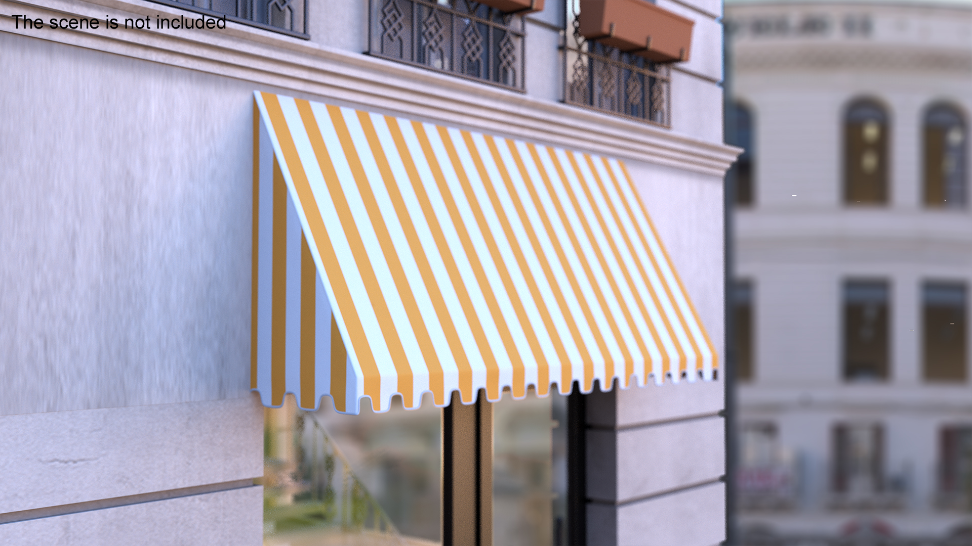 Storefront Awning Tent Striped Orange 3D