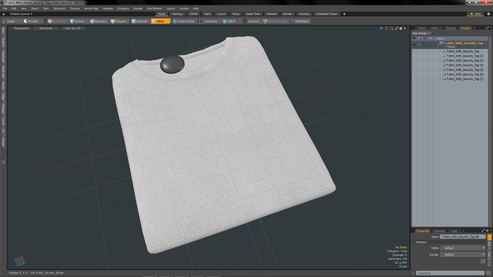 3D model T-shirt with Dome Security Tag
