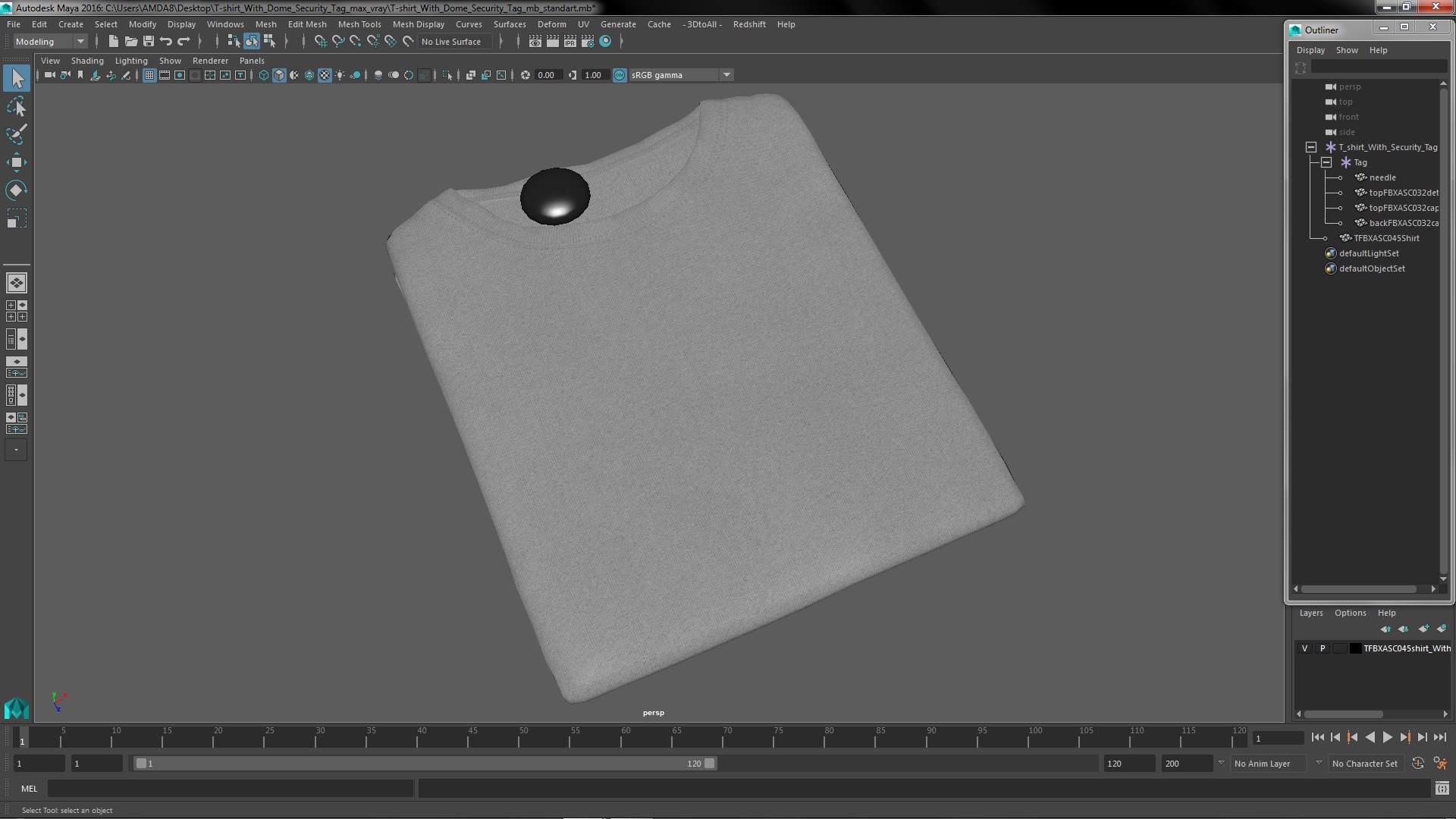 3D model T-shirt with Dome Security Tag