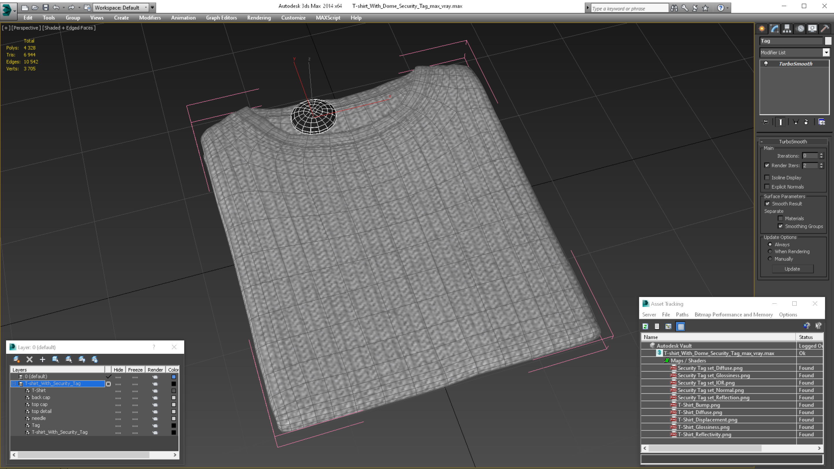 3D model T-shirt with Dome Security Tag