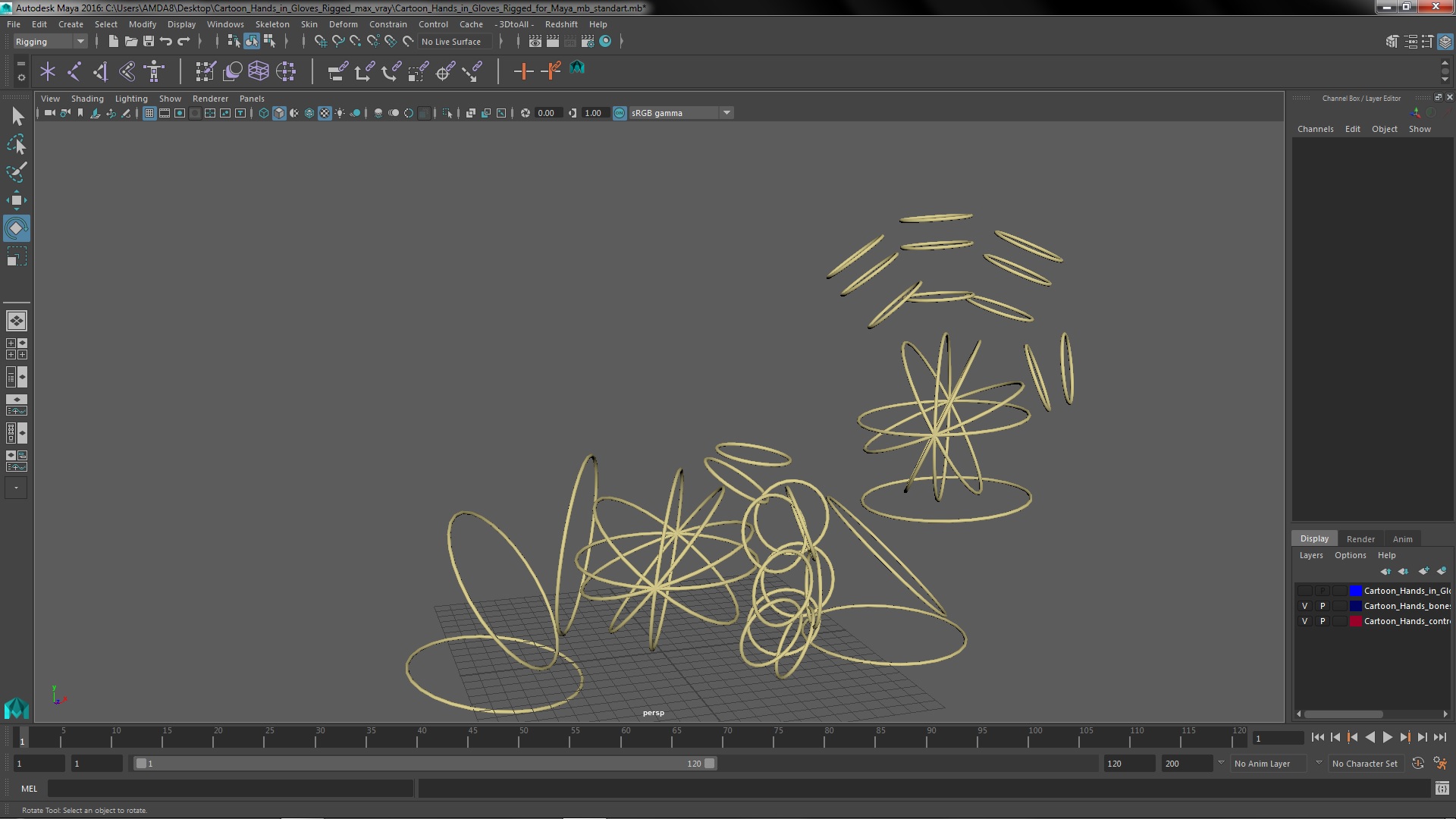 Cartoon Hands in Gloves Rigged for Maya 3D model