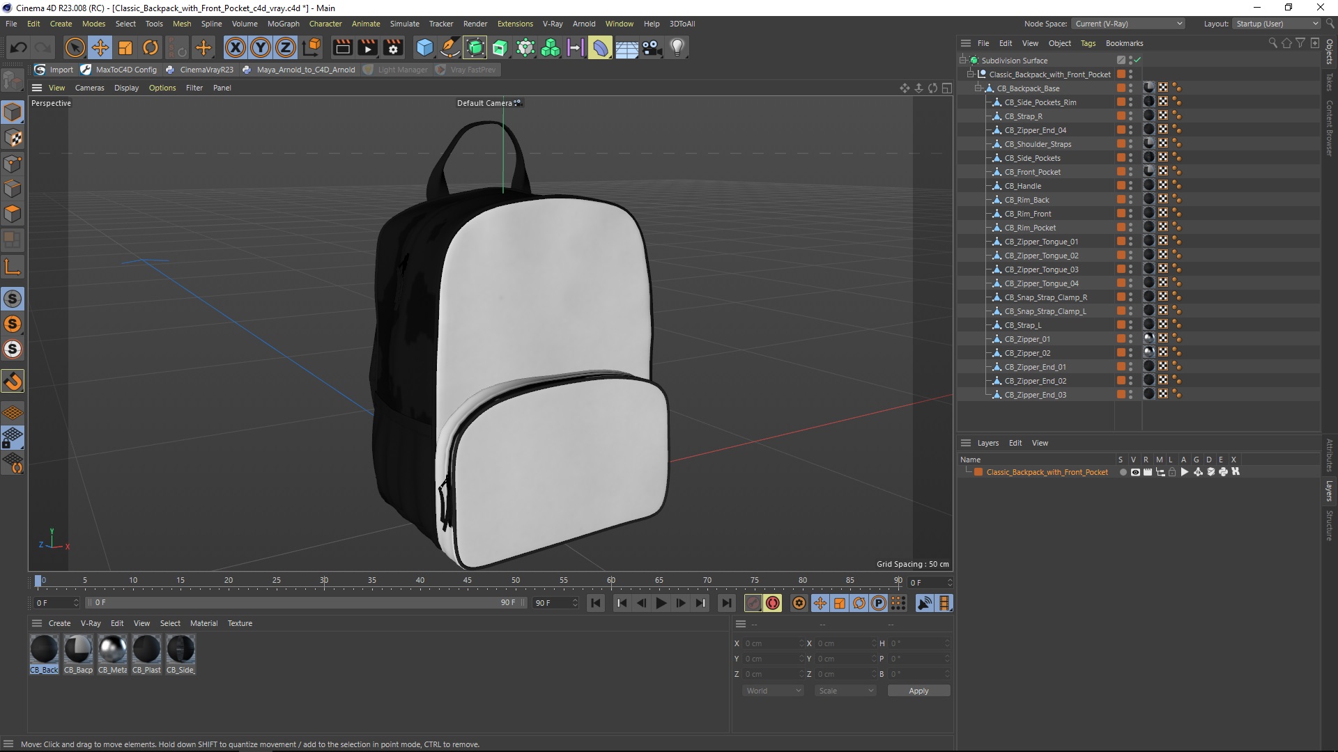 Classic Backpack with Front Pocket 3D model