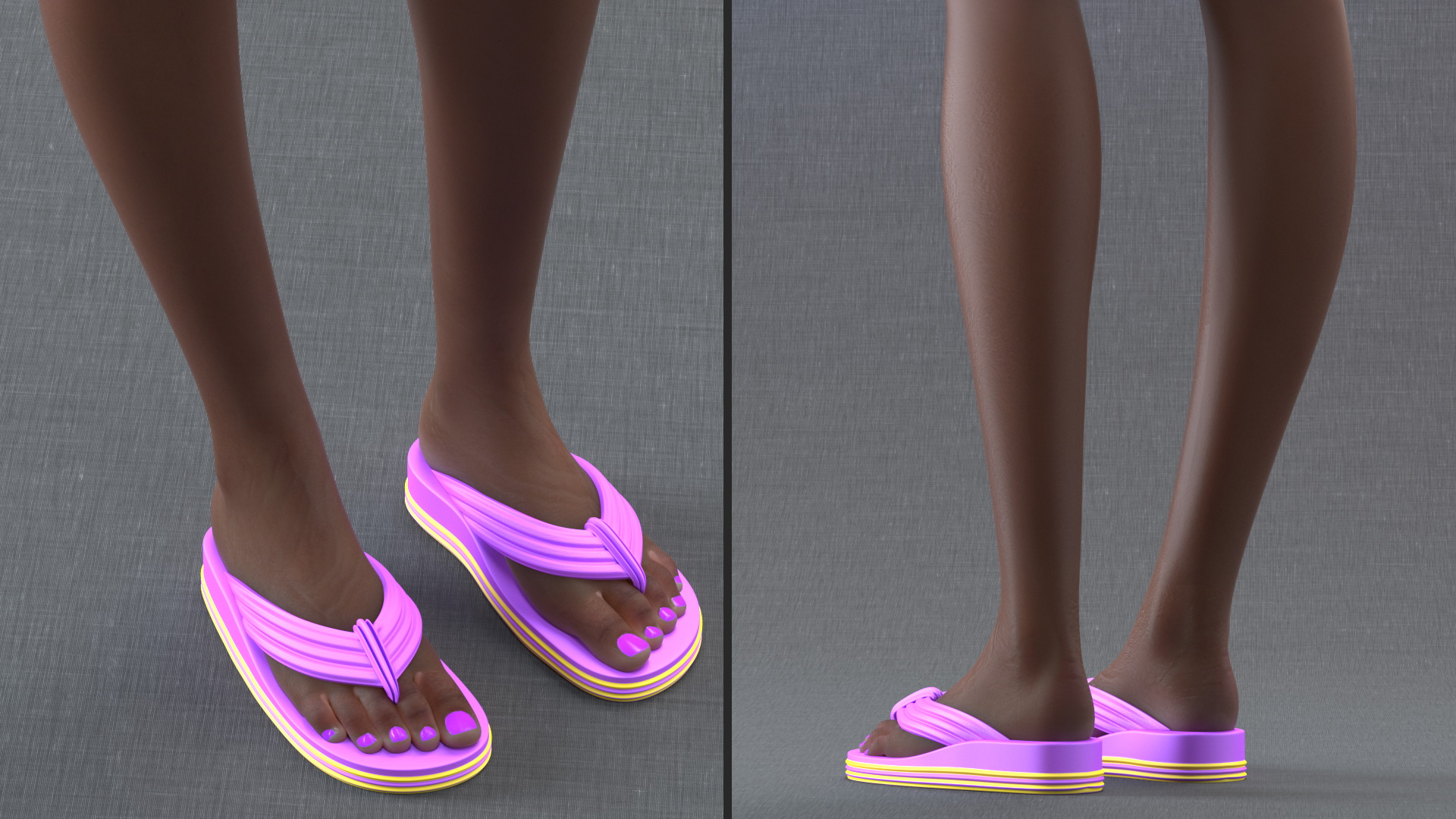 3D Beach Style Young Black Woman Standing Pose model