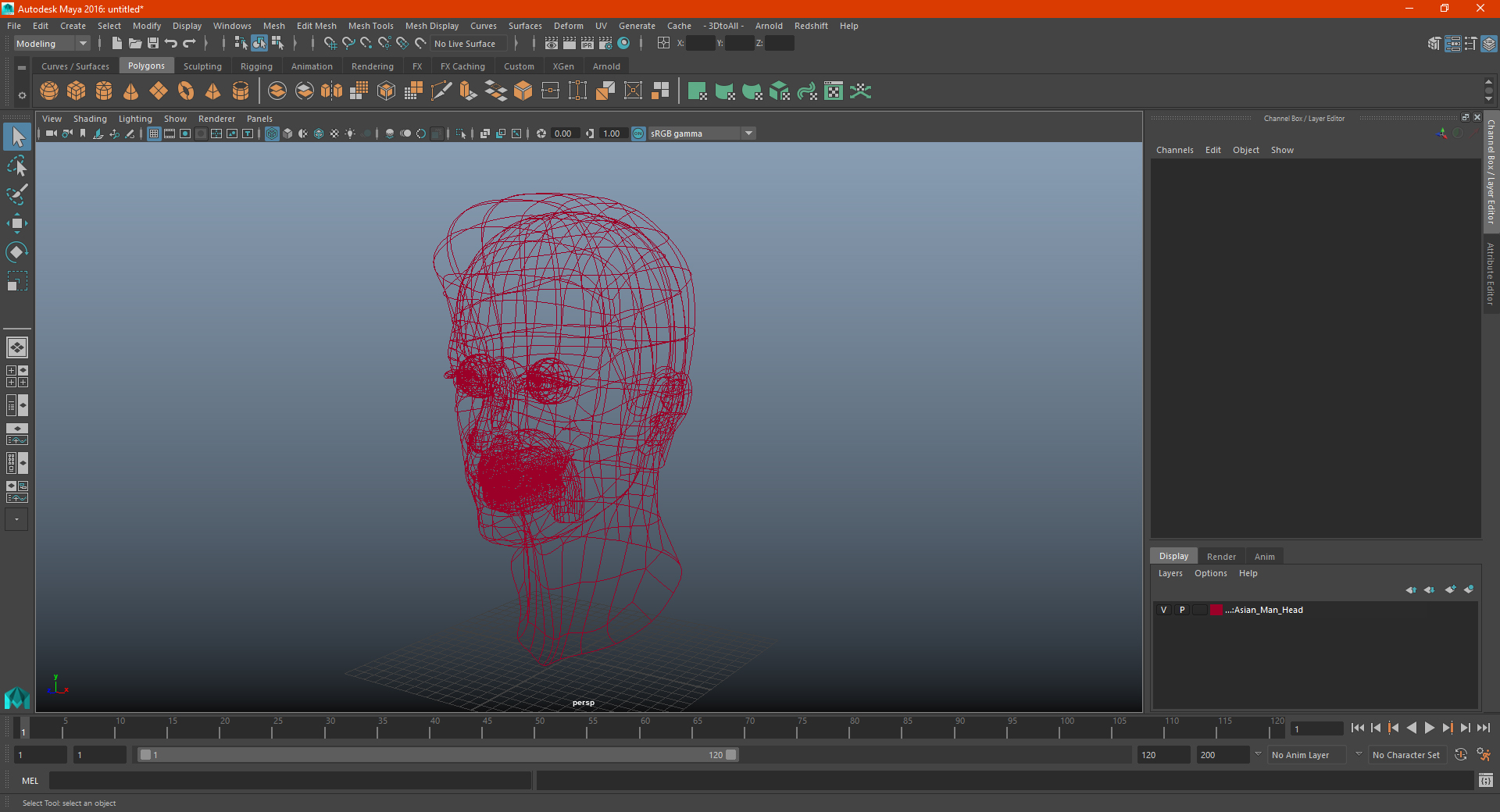 Asian Man Head 3D model