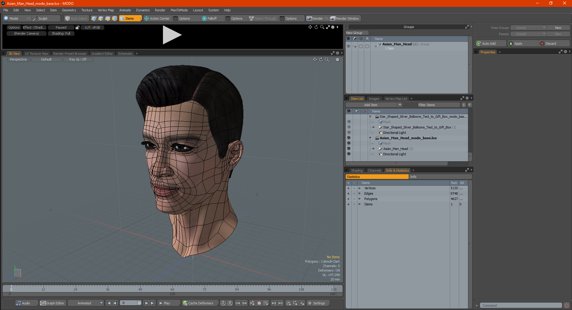 Asian Man Head 3D model