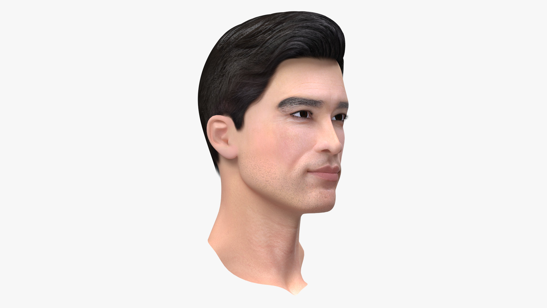 Asian Man Head 3D model