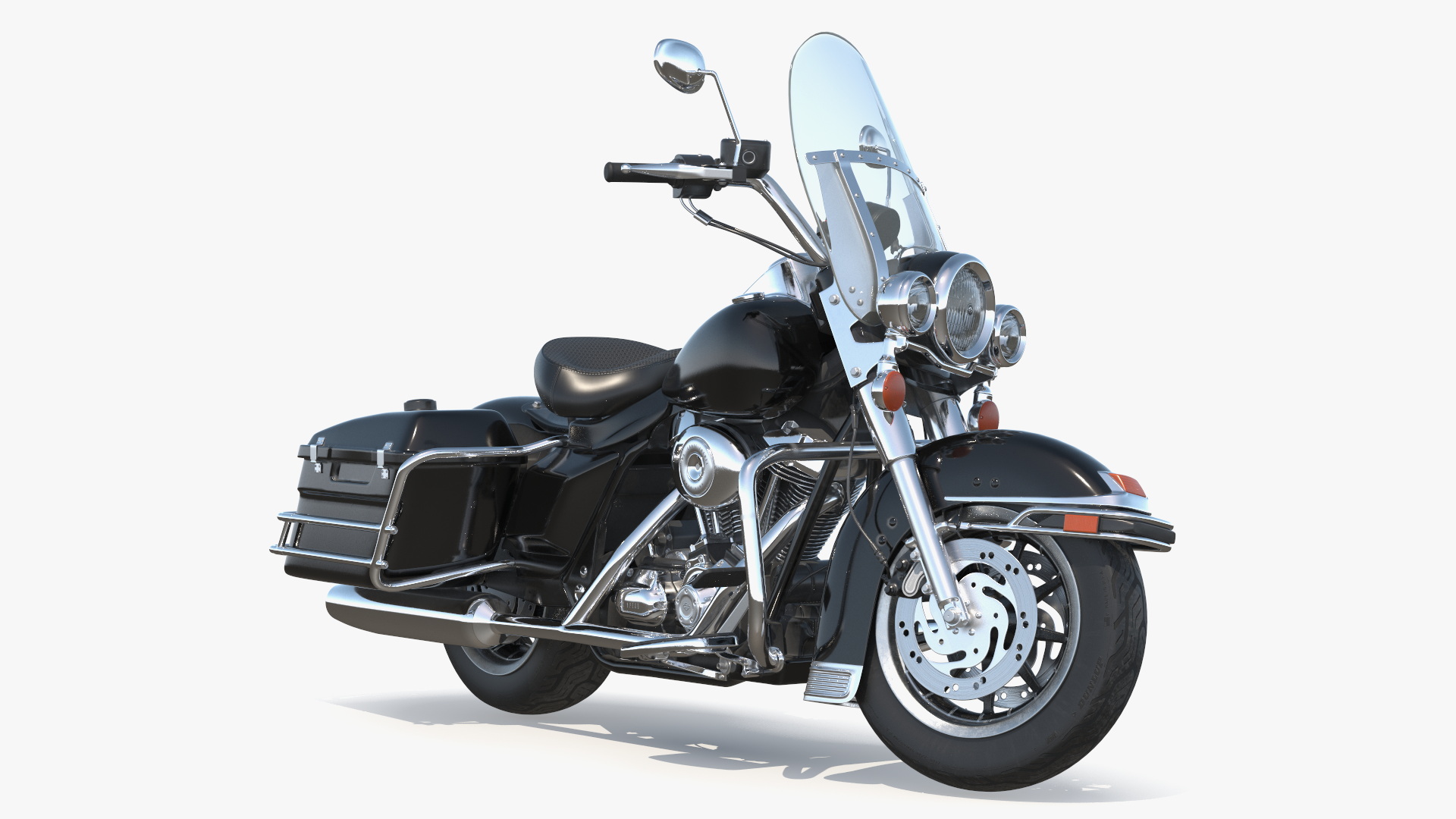 3D Classic Road King Motorcycle Black Rigged