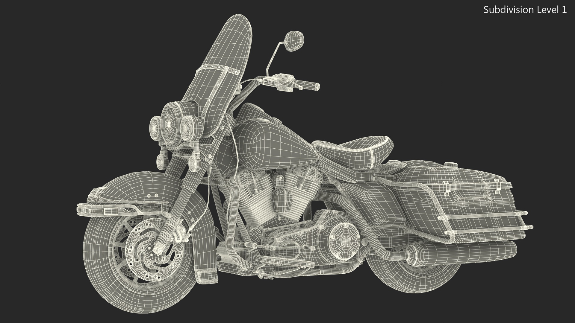 3D Classic Road King Motorcycle Black Rigged