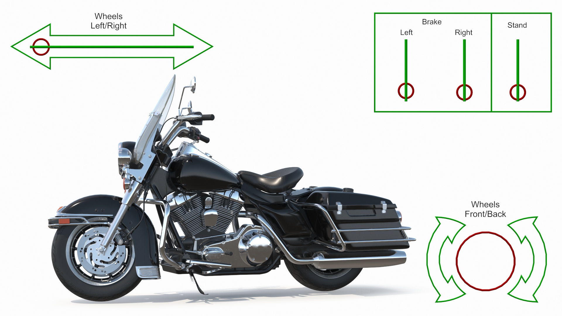 3D Classic Road King Motorcycle Black Rigged