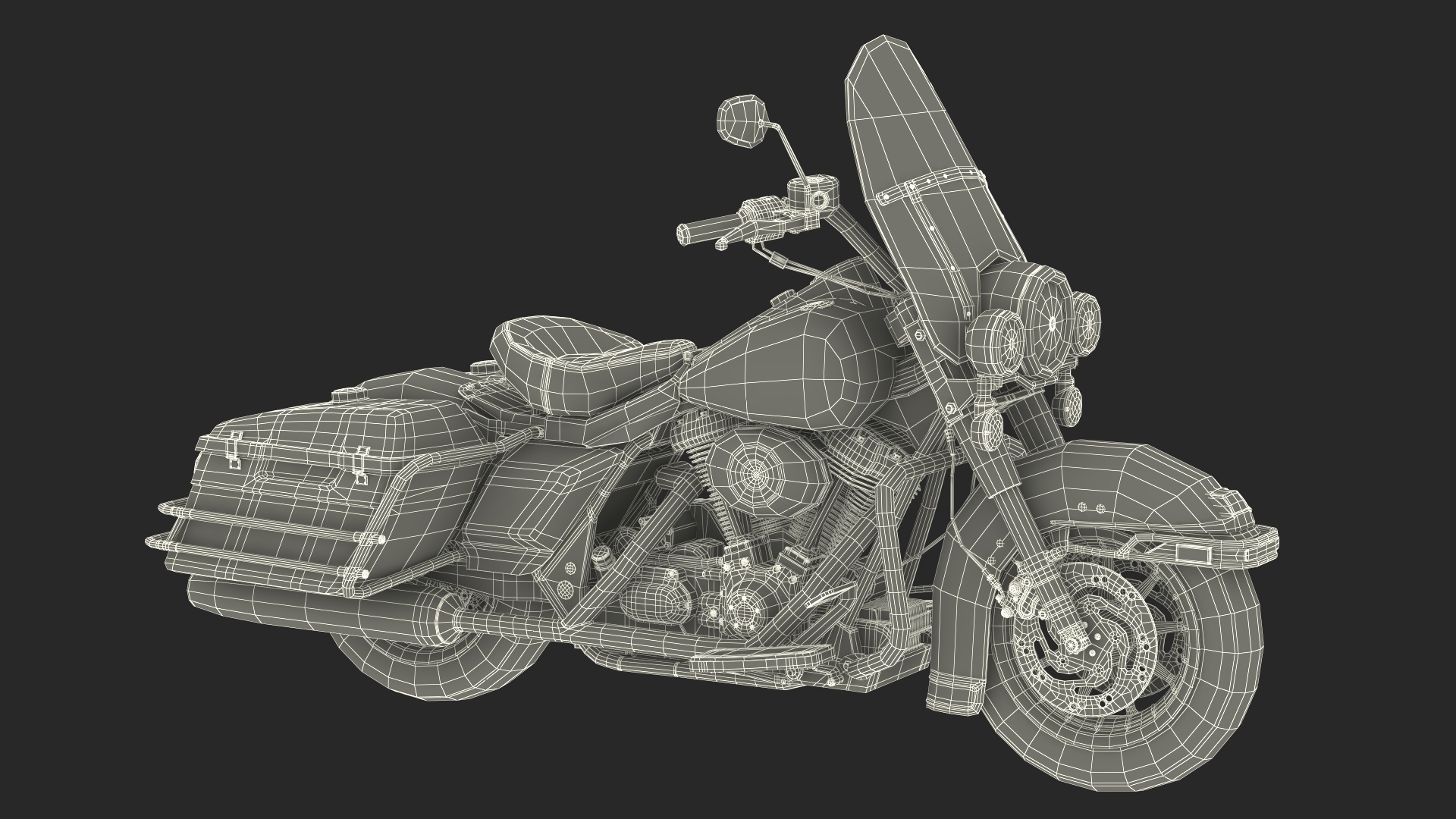 3D Classic Road King Motorcycle Black Rigged