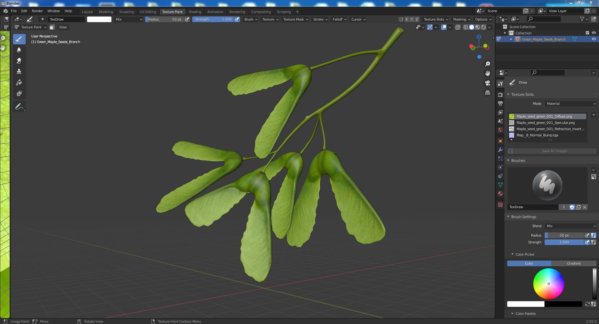 Green Maple Seeds Branch 3D model