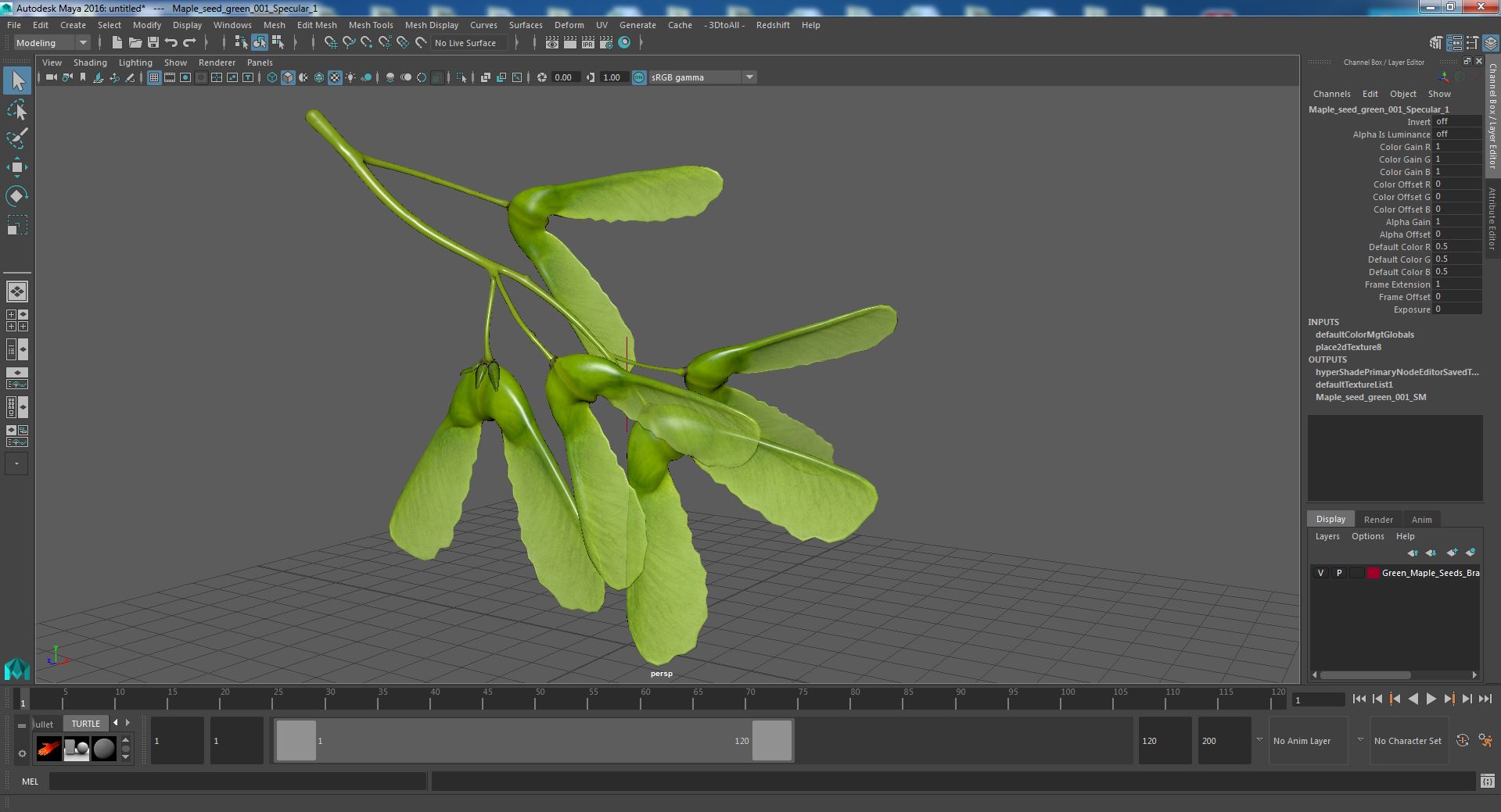 Green Maple Seeds Branch 3D model