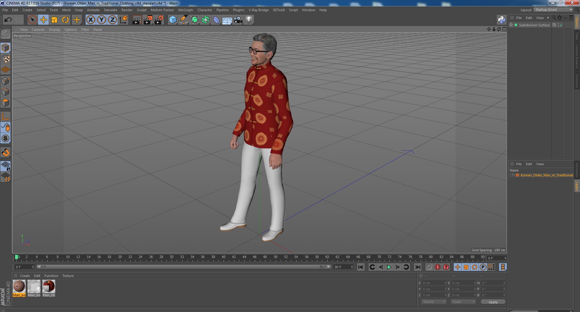 3D Chinese Older Man in Traditional Clothing