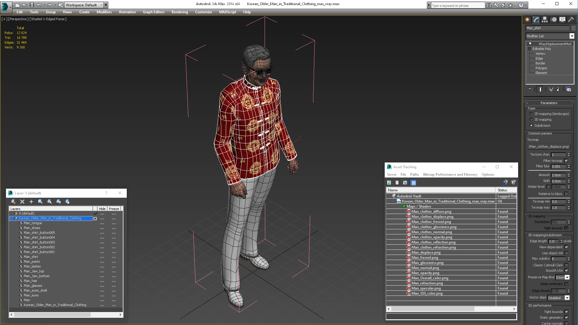 3D Chinese Older Man in Traditional Clothing