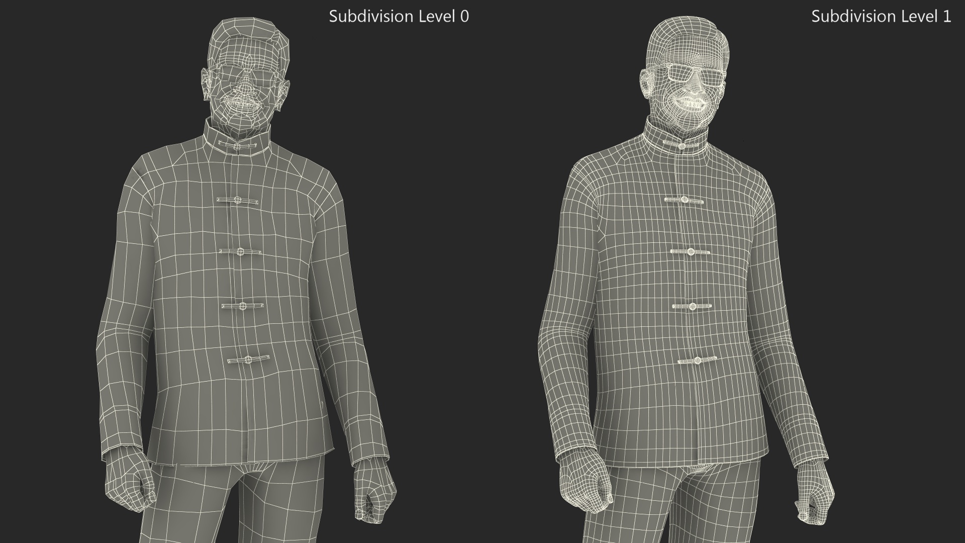 3D Chinese Older Man in Traditional Clothing