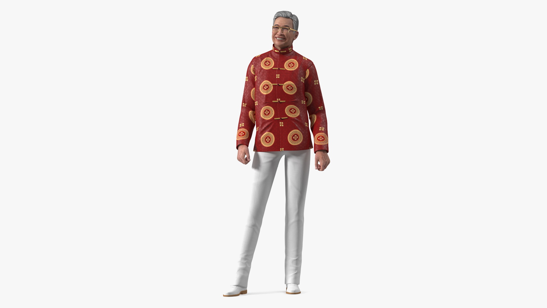 3D Chinese Older Man in Traditional Clothing