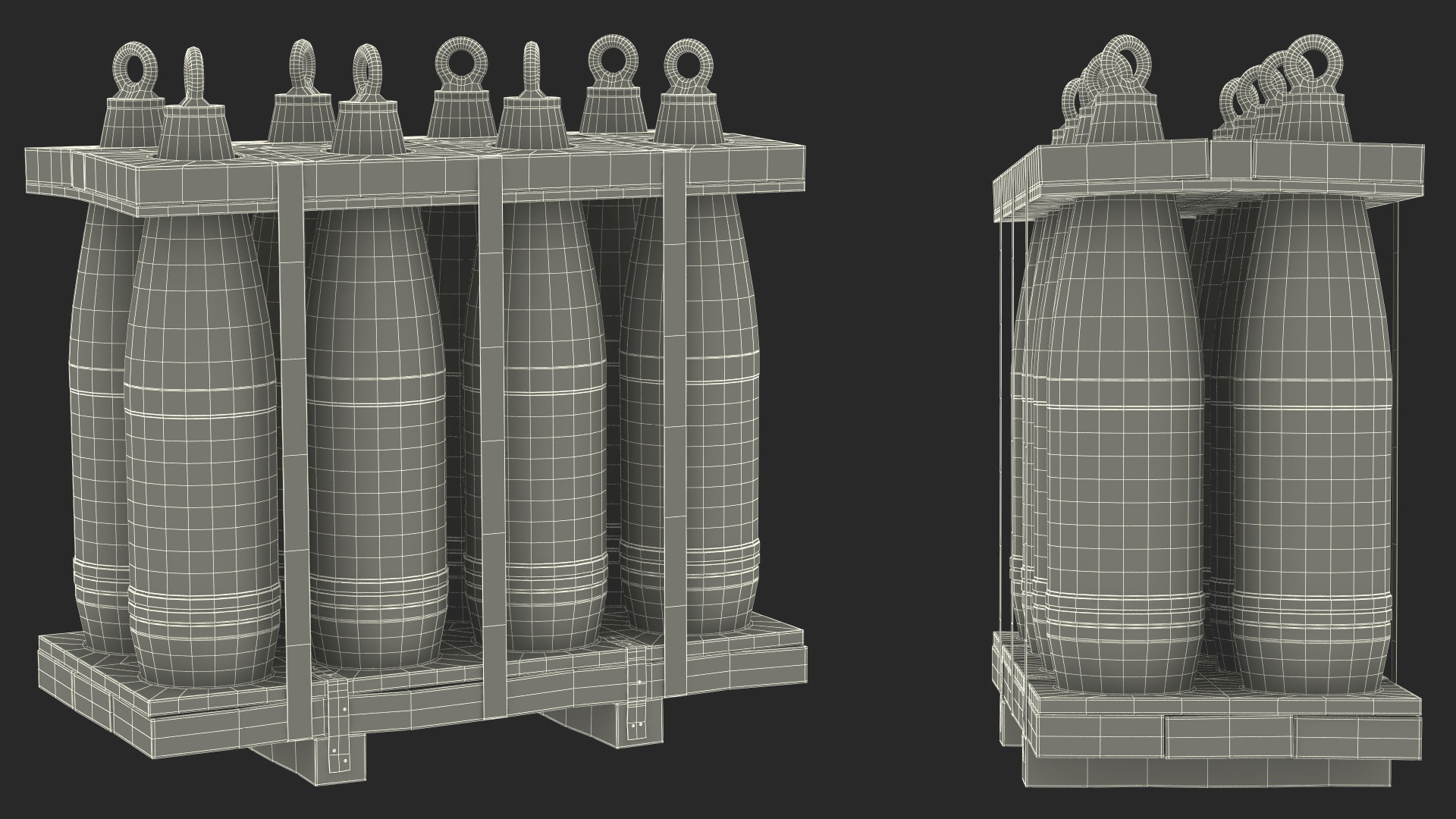 3D Military Artillery Shells 155mm in Transport Pallet