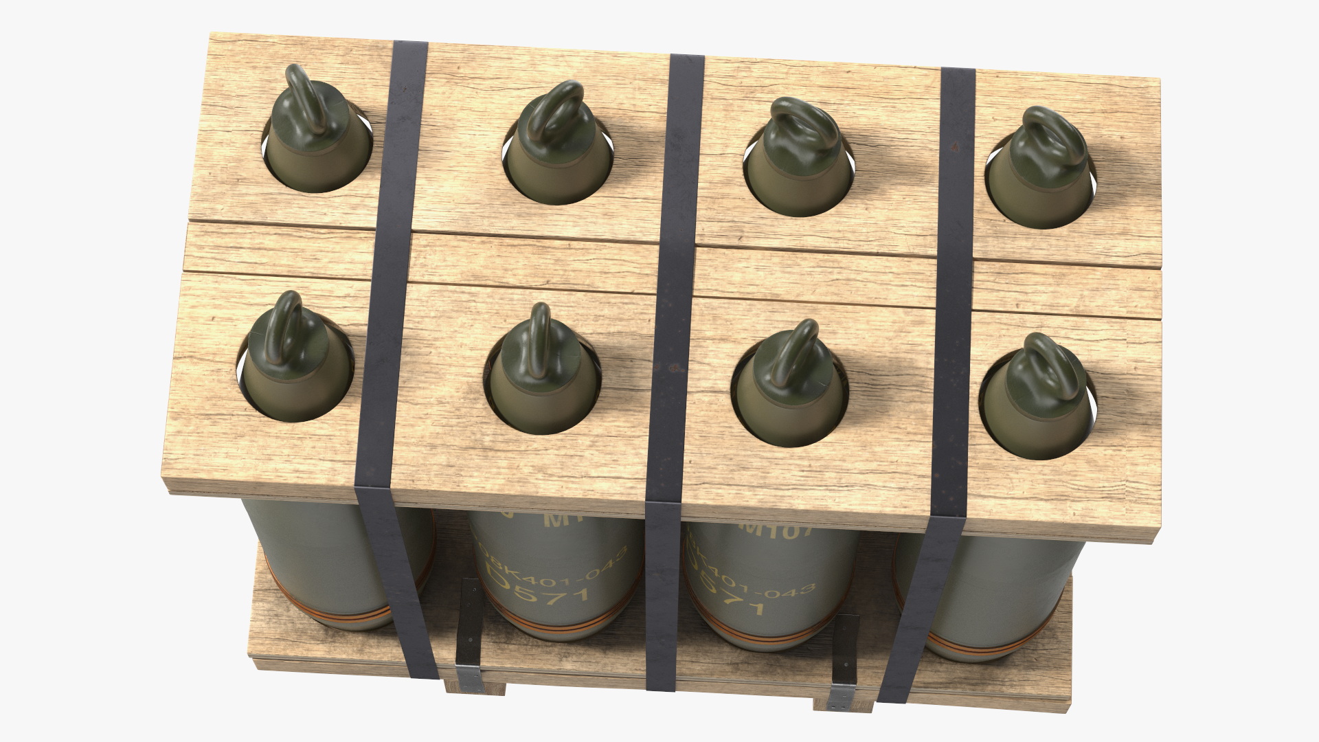 3D Military Artillery Shells 155mm in Transport Pallet
