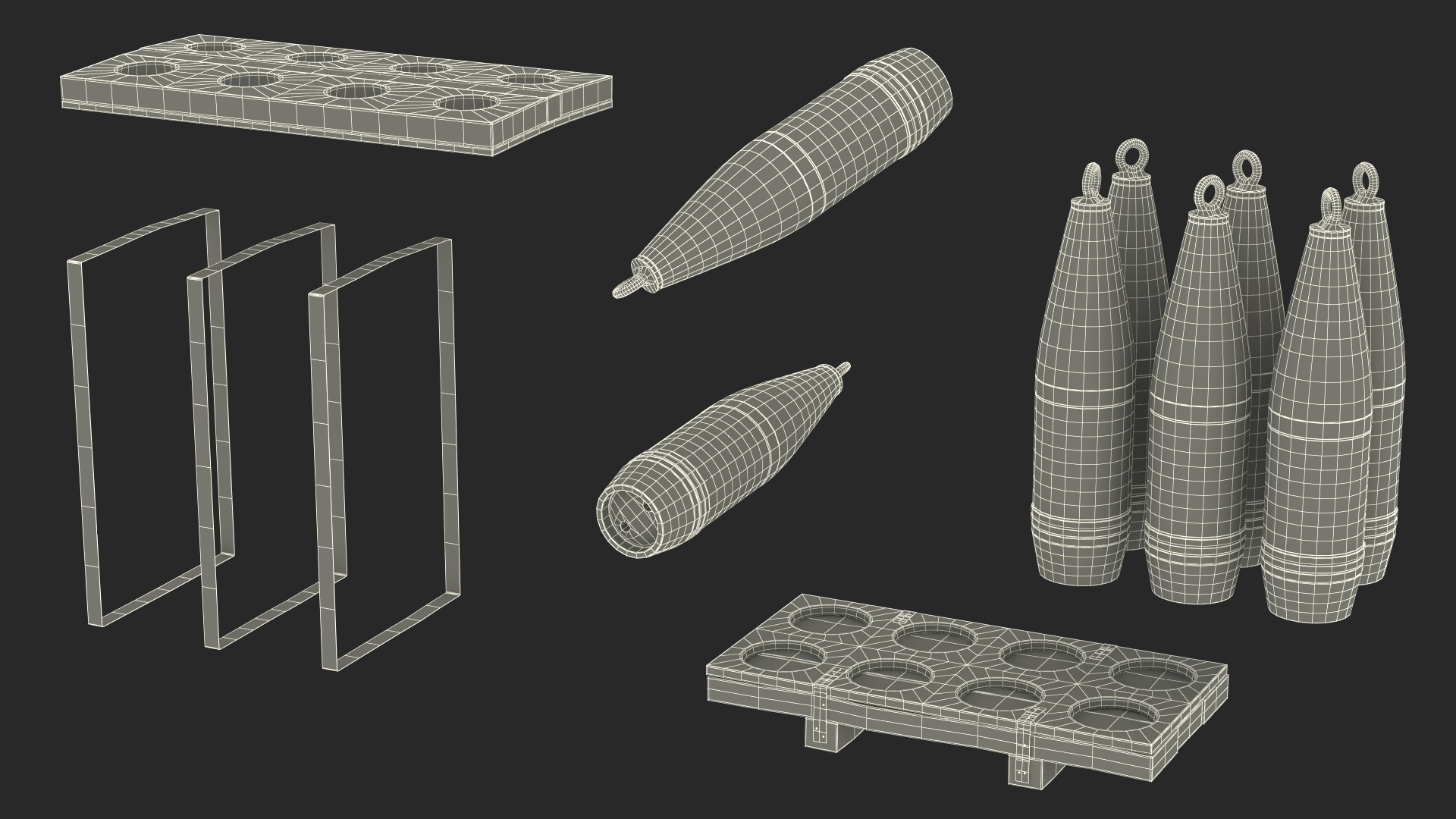 3D Military Artillery Shells 155mm in Transport Pallet