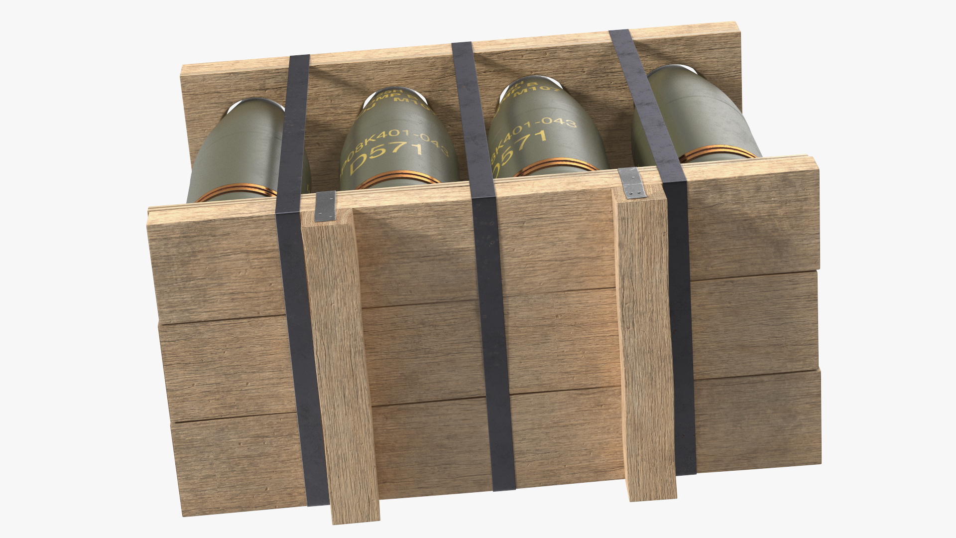 3D Military Artillery Shells 155mm in Transport Pallet