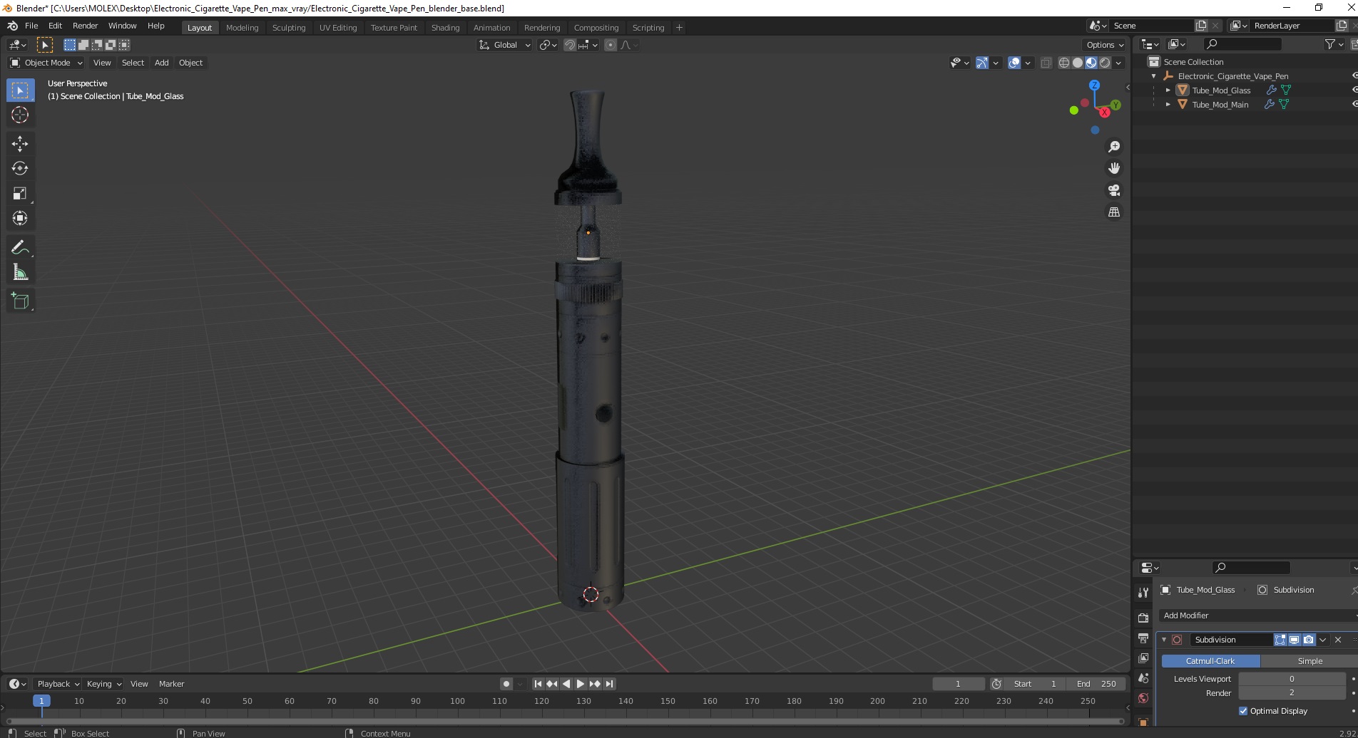 Electronic Cigarette Vape Pen 3D model
